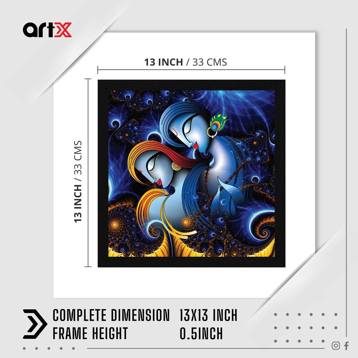 ArtX Paper Traditional Cosmic Eternal Love Painting With Frame, Photo Frame Traditional Indian, Multicolor Framed Wall Art Painting 13 X 13 inches, Set of 1