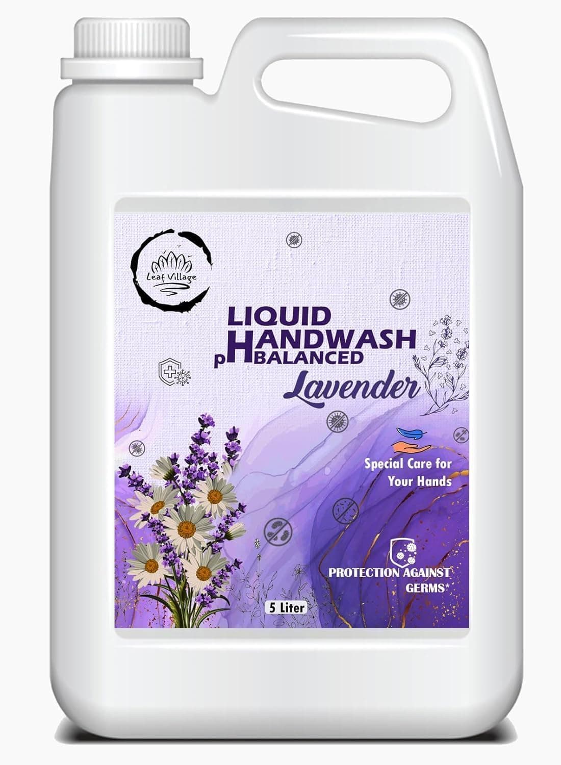 Leaf Village pH Balanced Liquid Handwash With Lavender, Protection Against Germs, Special Hand Care, 5 Liter