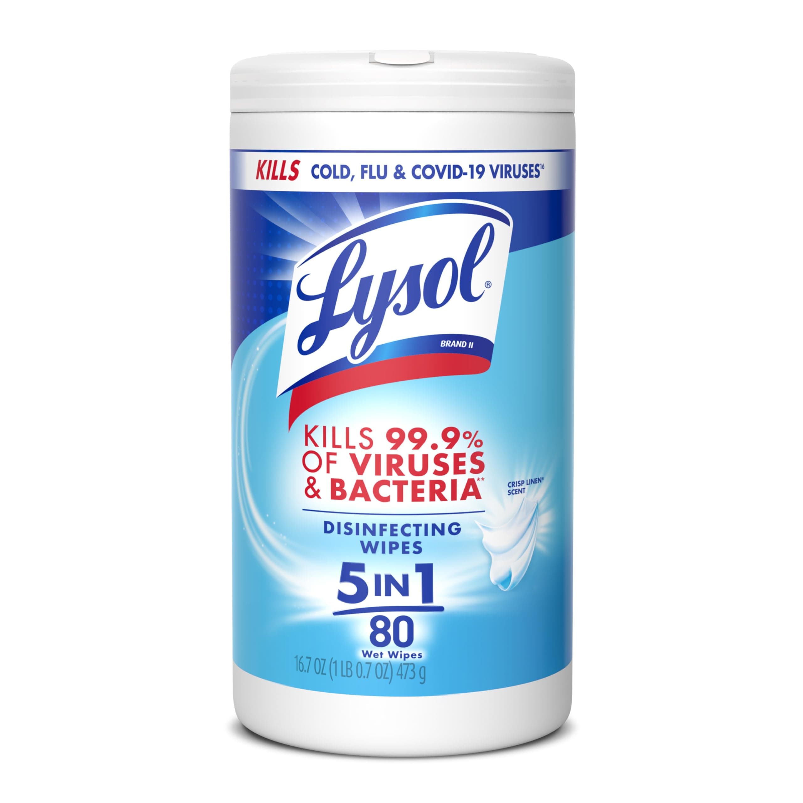 Lysol Tough Cleaning Power Disinfecting Wipes, Crisp Linen Scent, 80 Count