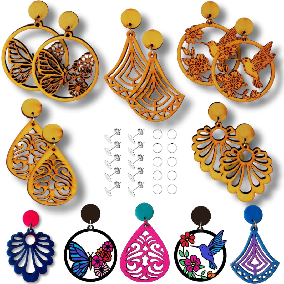 SajWorld Jewelry Making Kit, Wooden Earring Blanks
