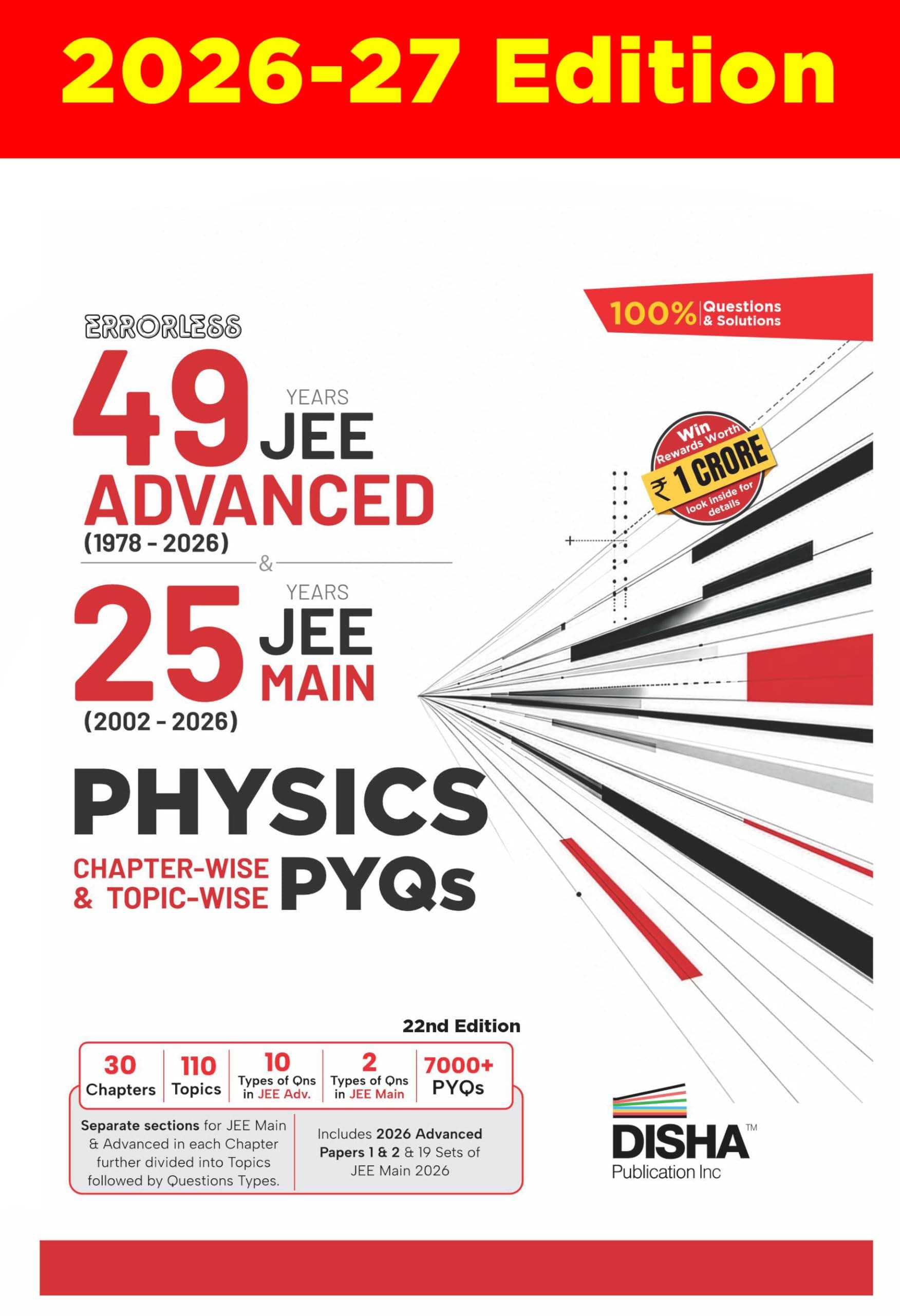 Disha Errorless 49 Years JEE Advanced (1978 - 2026) & 25 Year JEE Main (2002 - 2026) PHYSICS Chapter-wise & Topic-wise PYQs 22nd Edition | Solved Papers Question Bank in NCERT Flow for JEE 2027