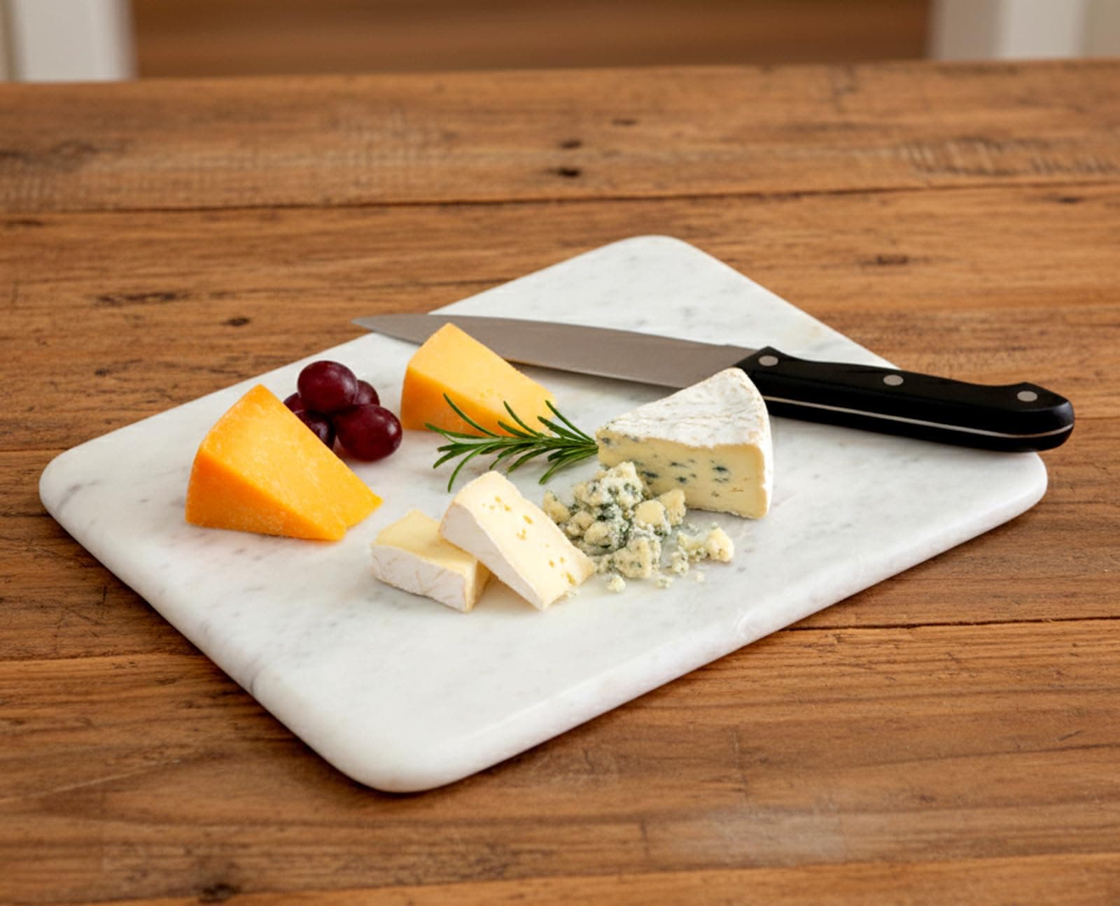 KLEO Marble Chopping Board Cutting Board Cheese Platter - Can Be Used As Cheese Salami Cold Meat Platter, White
