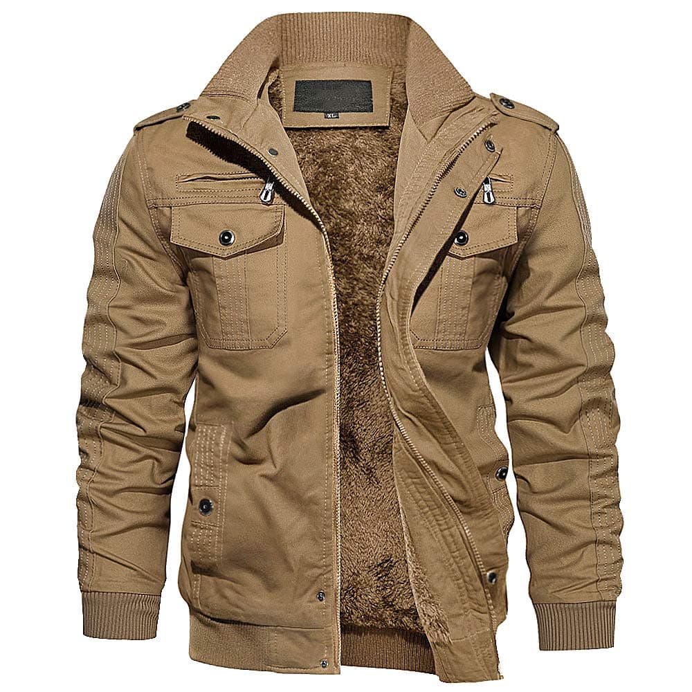 Winter Field Military Fashion Cargo Bomber Jacket for Men - Brown