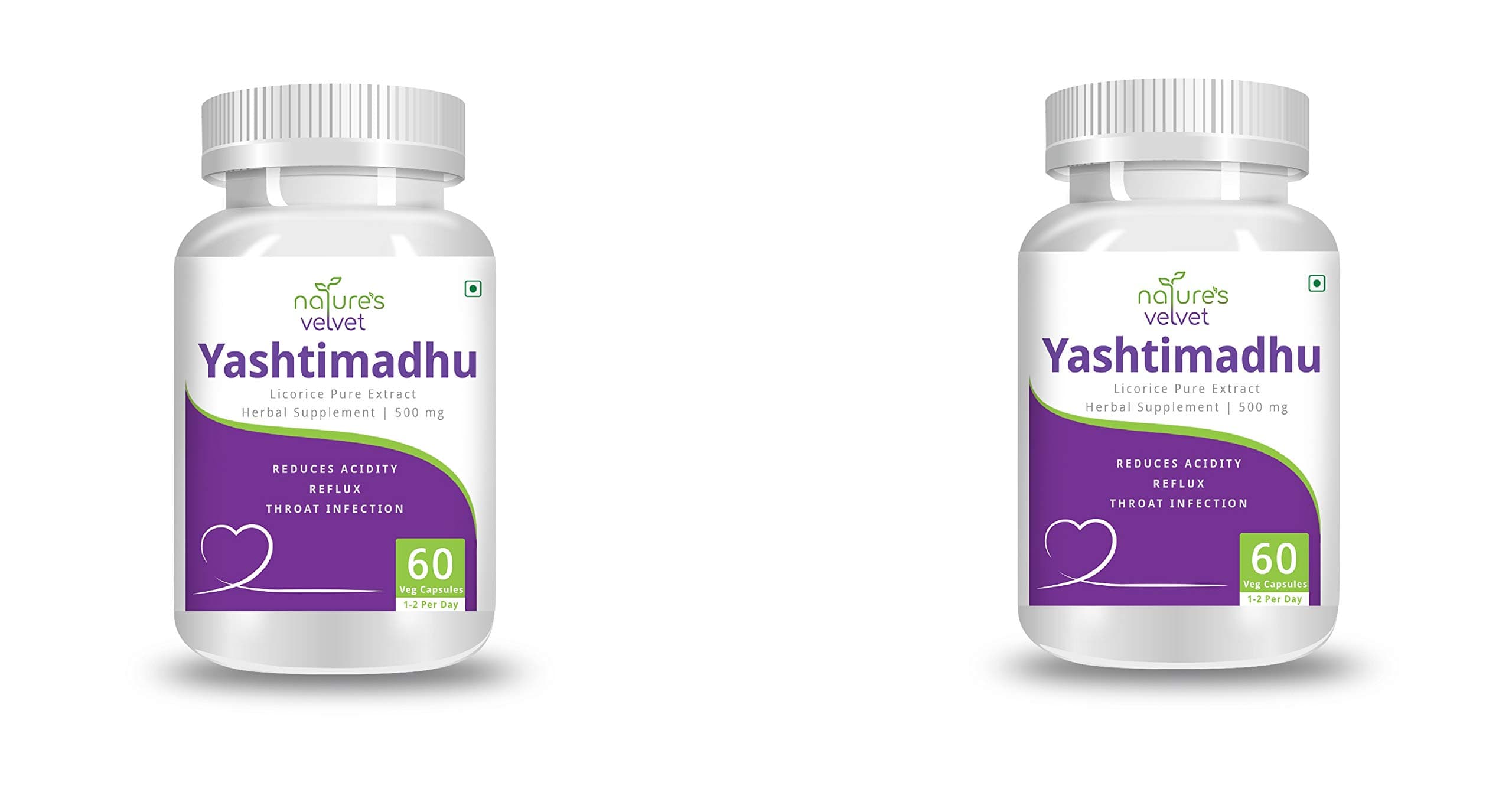 Natures Velvet Lifecare 500 mg Licorice Extract Yastimadhu Tablet - 60 Capsules - BUY 1 GET 1 FREE