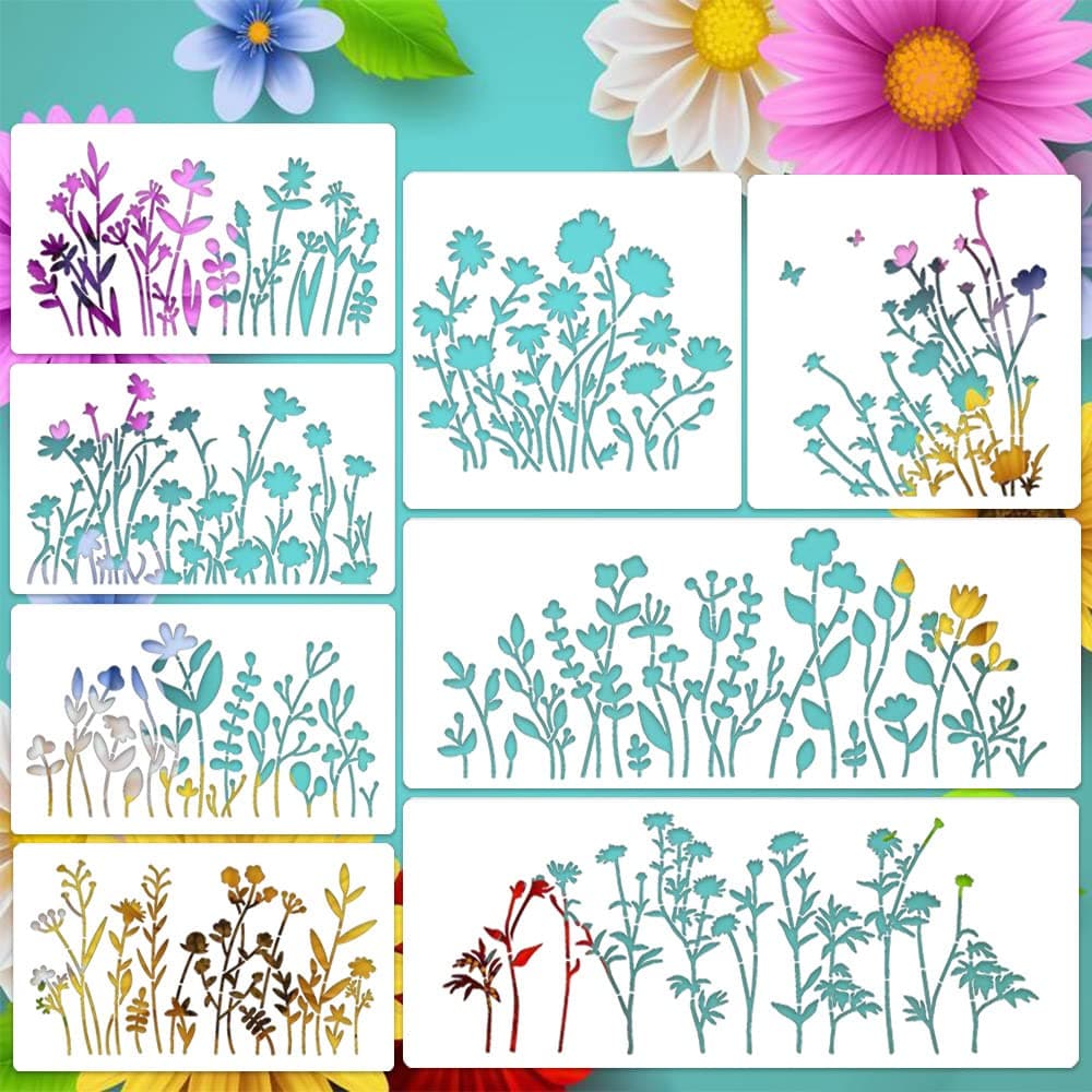 Wildflower Stencils 02/8p Large