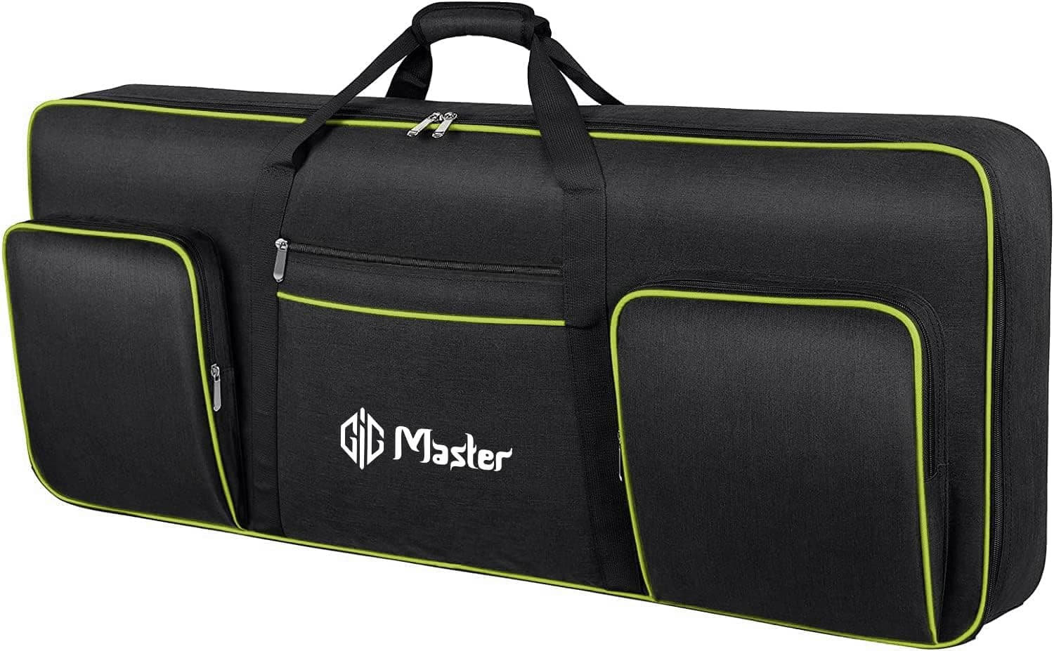 GIG Master Heavy Padded Keyboard Bag/Cover/Case for Yamaha PSR-E463, I455, I425, I400, I500, 61 Keys Keyboard with Dust Cover & Double Pocket (Black & Green)