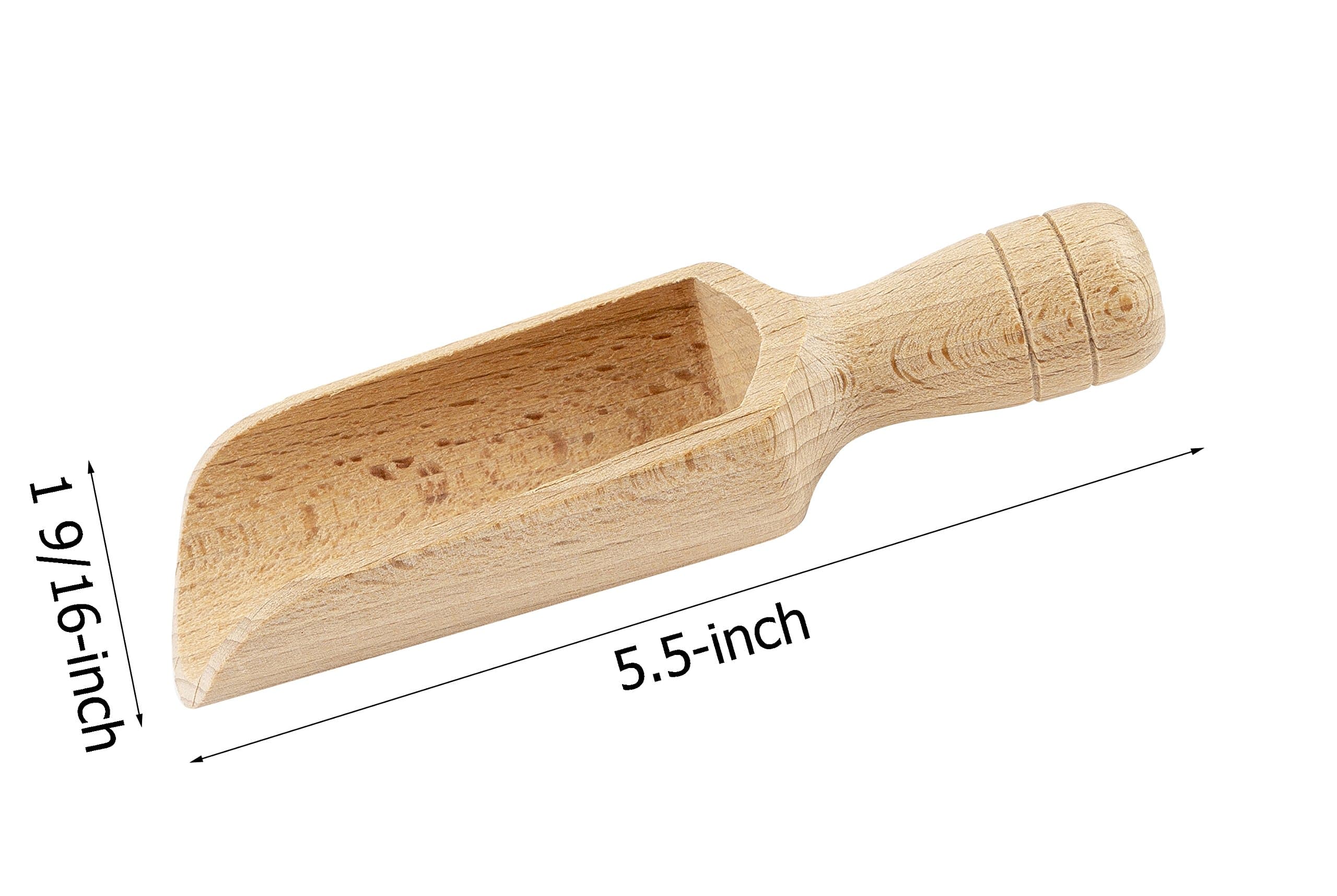 BICB 1PC Natural European Beechwood Scoop, 5.5-Inch - Multipurpose Small Wooden Spoon for Flour, Sugar, Coffee & Bath Salts - Durable Kitchen & Laundry Canister Scoop