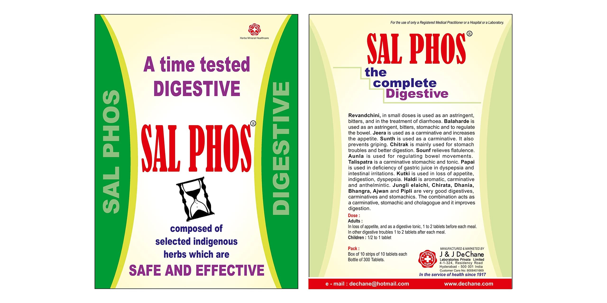 J & J DeChane - Salphos (Digestive) 10 x 10 Tablets