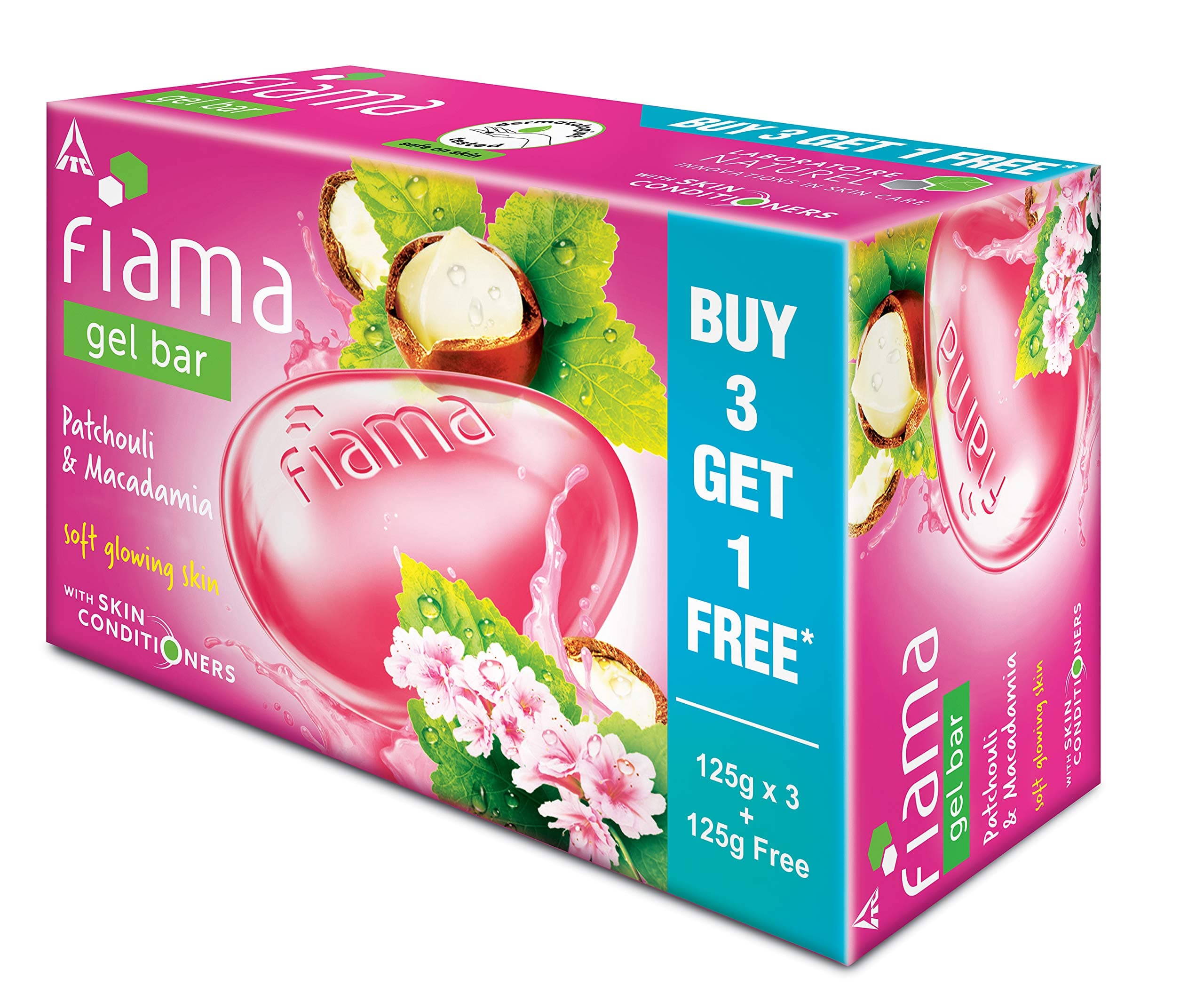 Fiama Di Wills Patchouli & Macadamia Soft Glowing Skin Gel Bar, 125g (Buy 3 Get 1 Free)