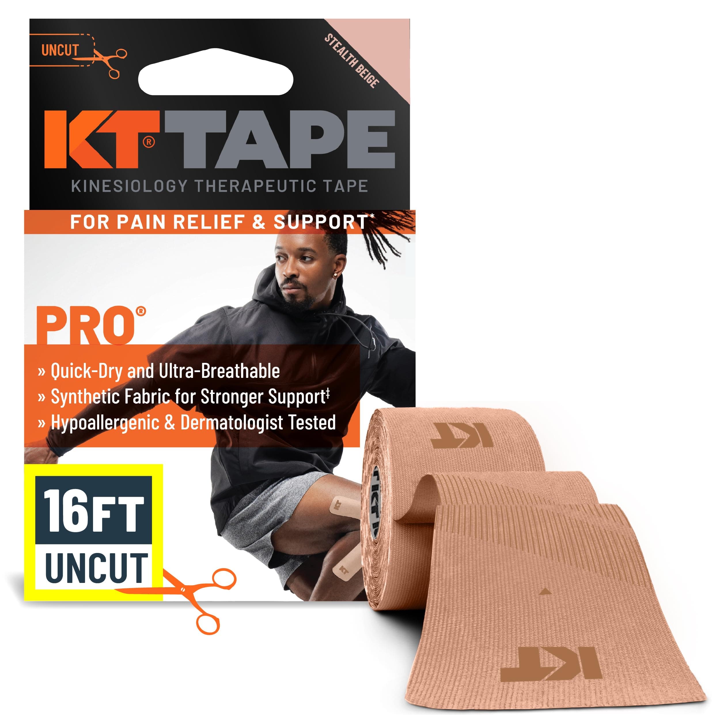 KT TAPE PRO Kinesiology Tape Elastic Therapeutic Tape Uncut 16 Feet Beige
