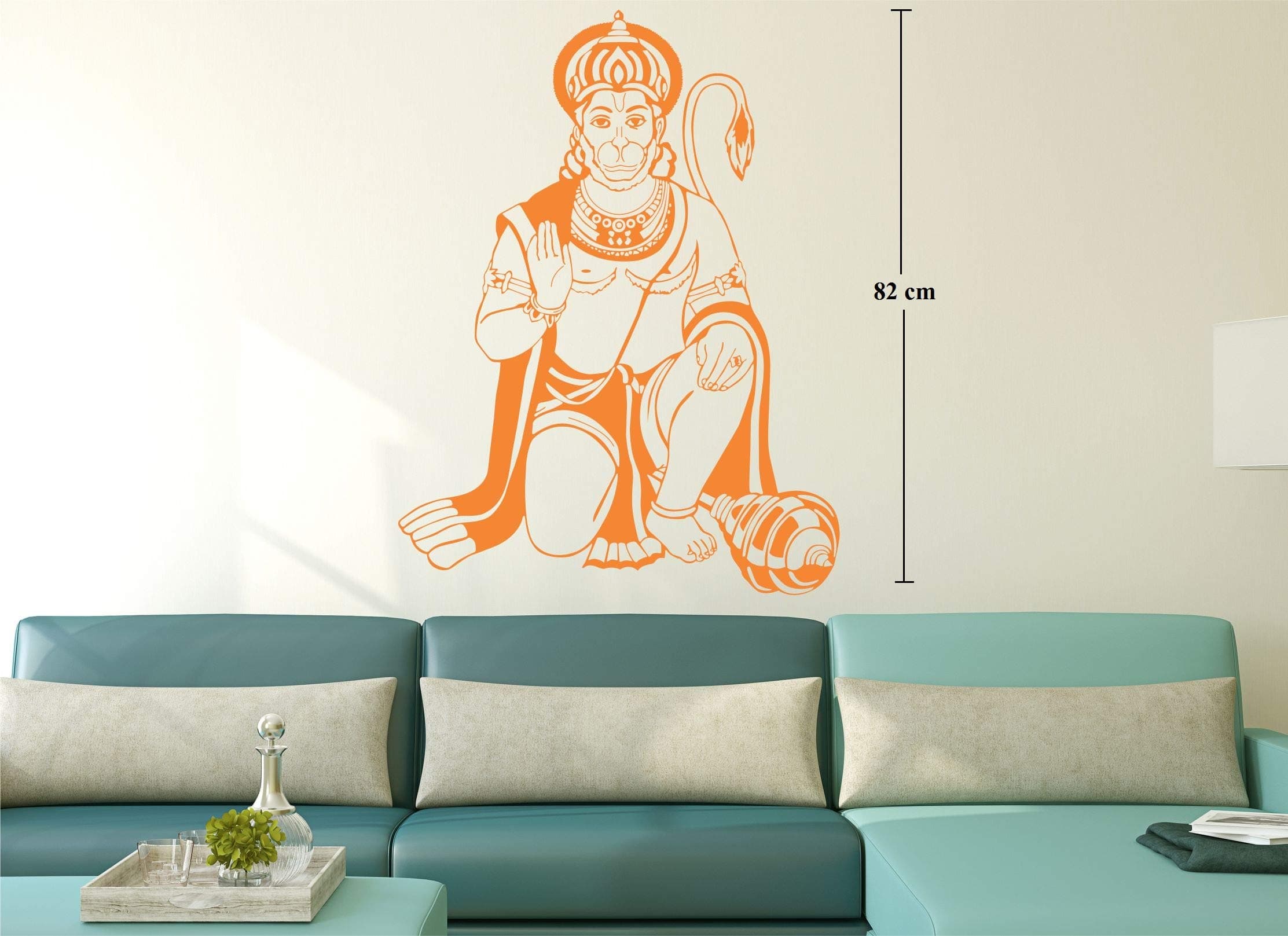 Asmi Collections Wall Stickers Saffron Color God Jai Hanuman