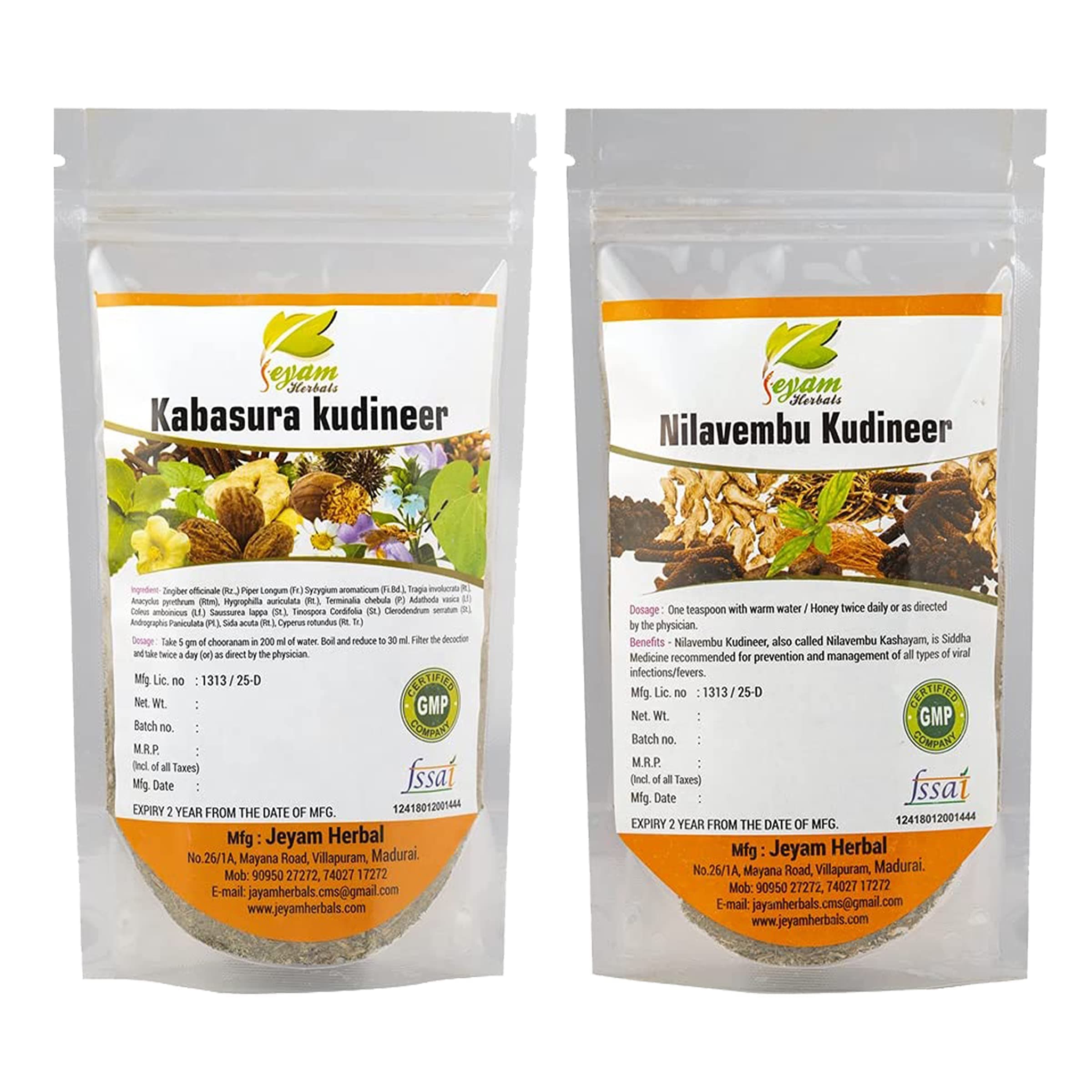 JEYAM HERBALS Kabasura Kudineer (100G) | Nilavembu Kudineer (100G) | Cough and Cold | 200GM