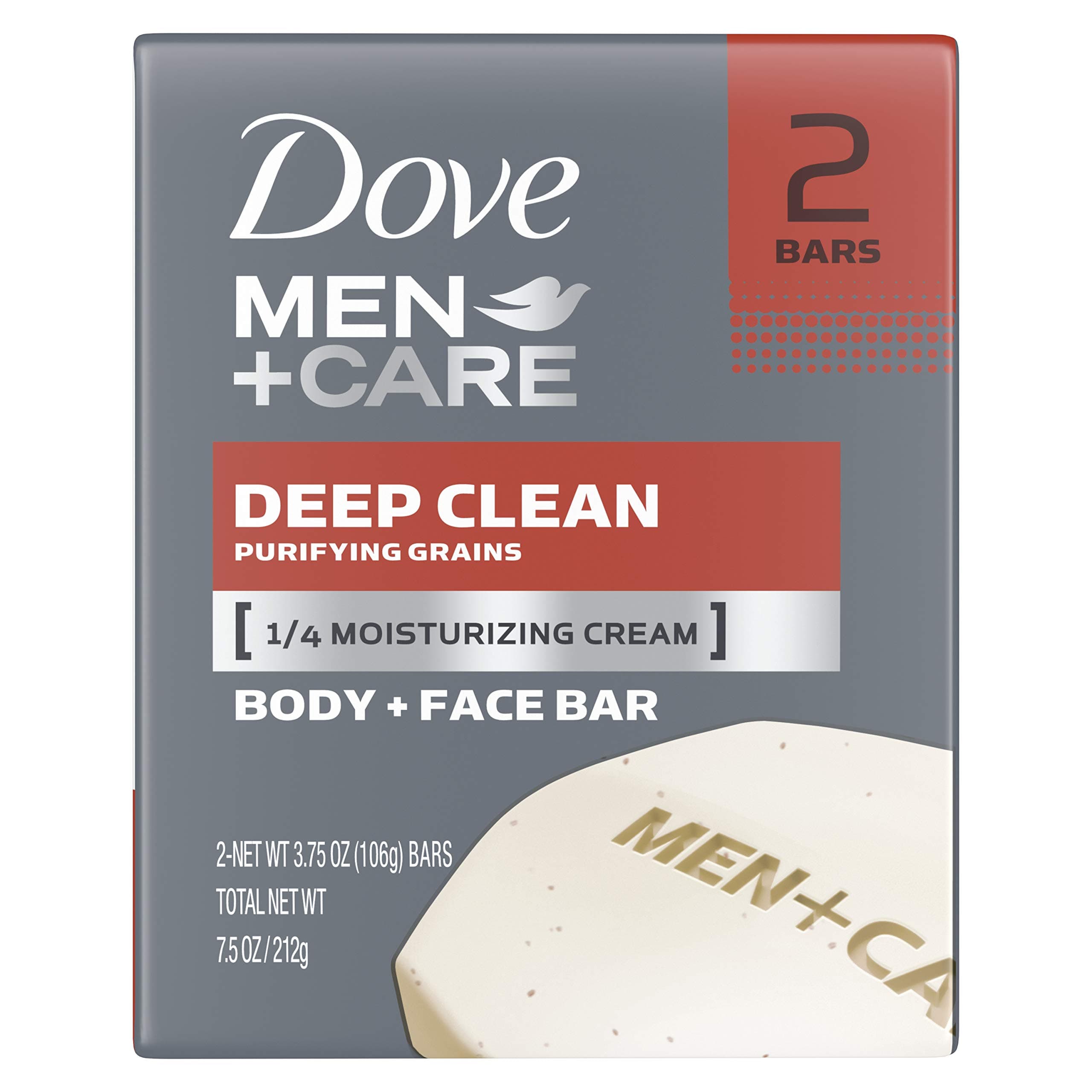 Dove Men+Care Body and Face Bar, Deep Clean, 2 Count