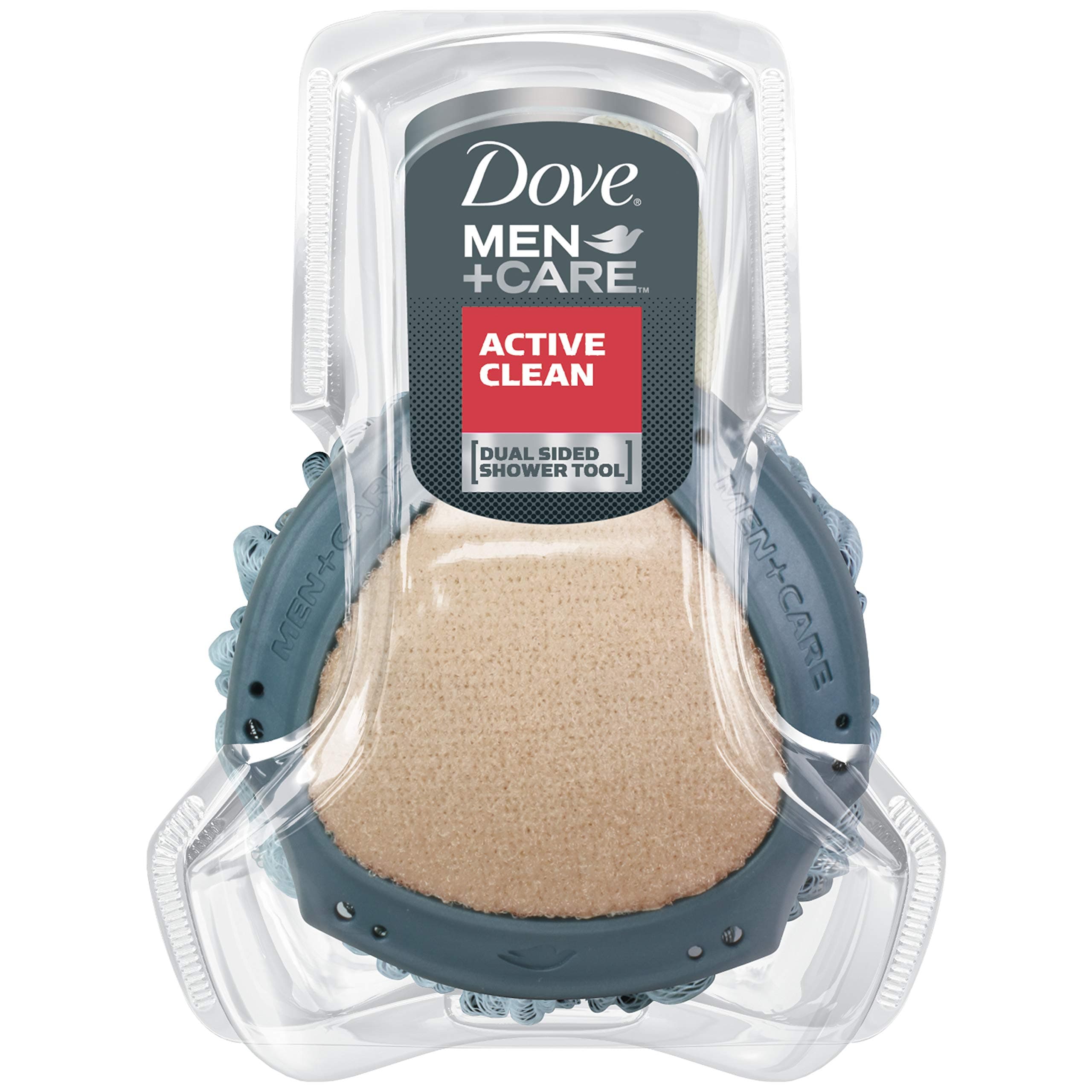 DOVE MEN CARE Dove MenCare Shower Tool For Stronger, Healthy-Feeling Skin Active Clean Scrubs and Exfoliates for a Deeper Clean With Body Wash 1 count.