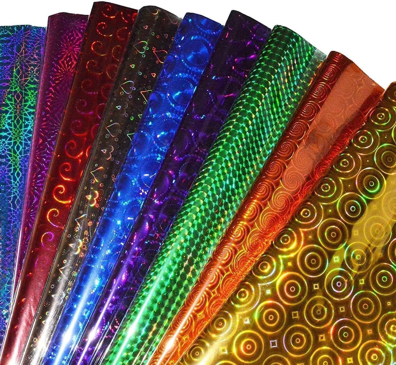Accuprints Pack of 10 | Size 64 X 45 cm |Holographic Gift Wrapping Paper Sheet - Gift Paper - Gift Wrap Roll, Multicolor