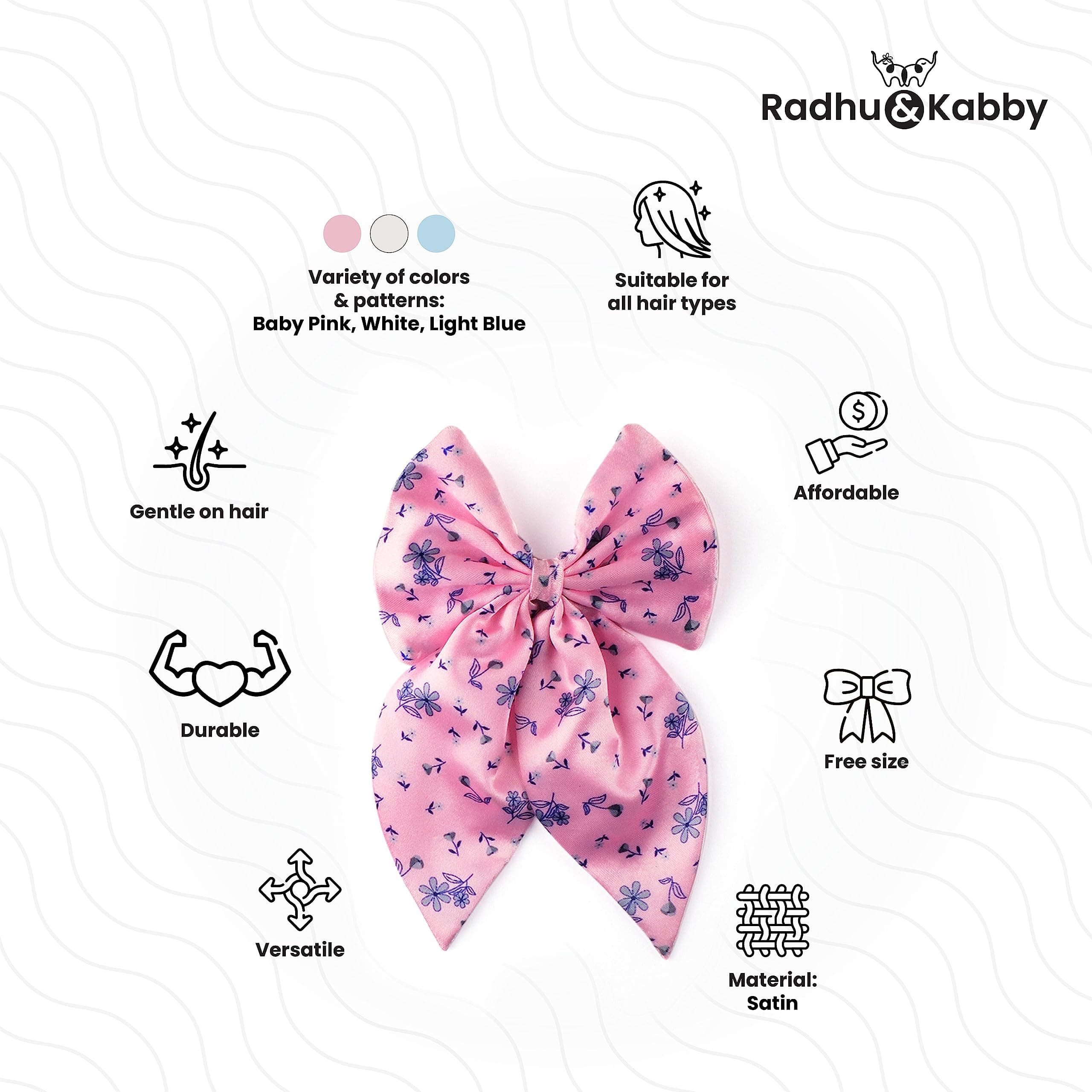 Radhu&Kabby Hair Bow For Women/Girls | Suits Every Hair Type | Anti-Hair Breakage | Hair Ties for All Occasions | Fancy & Stylish Hair Accessories | Same as Pic