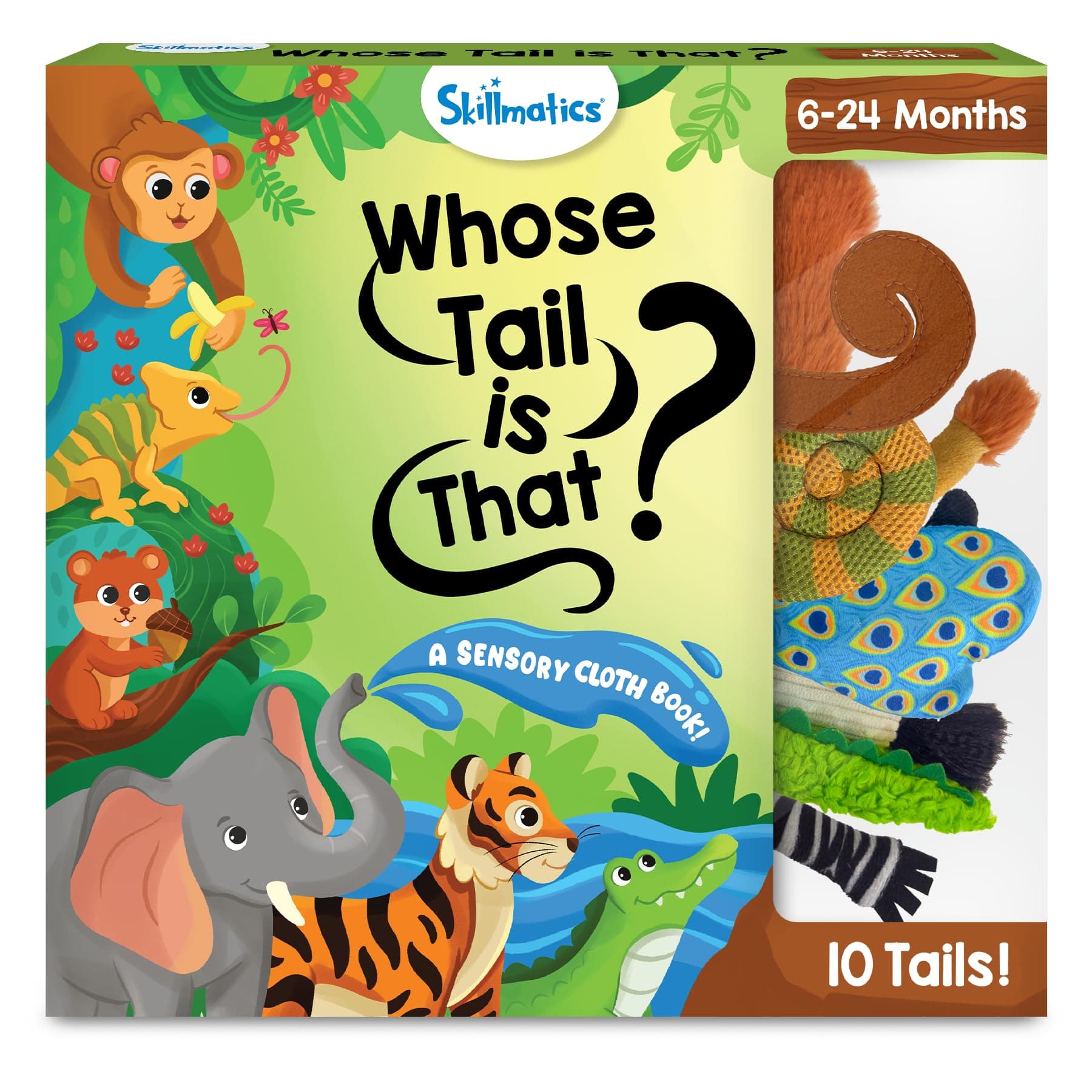 Skillmatics Sensory Cloth Book – 10 Animal Tails, Interactive Baby Book