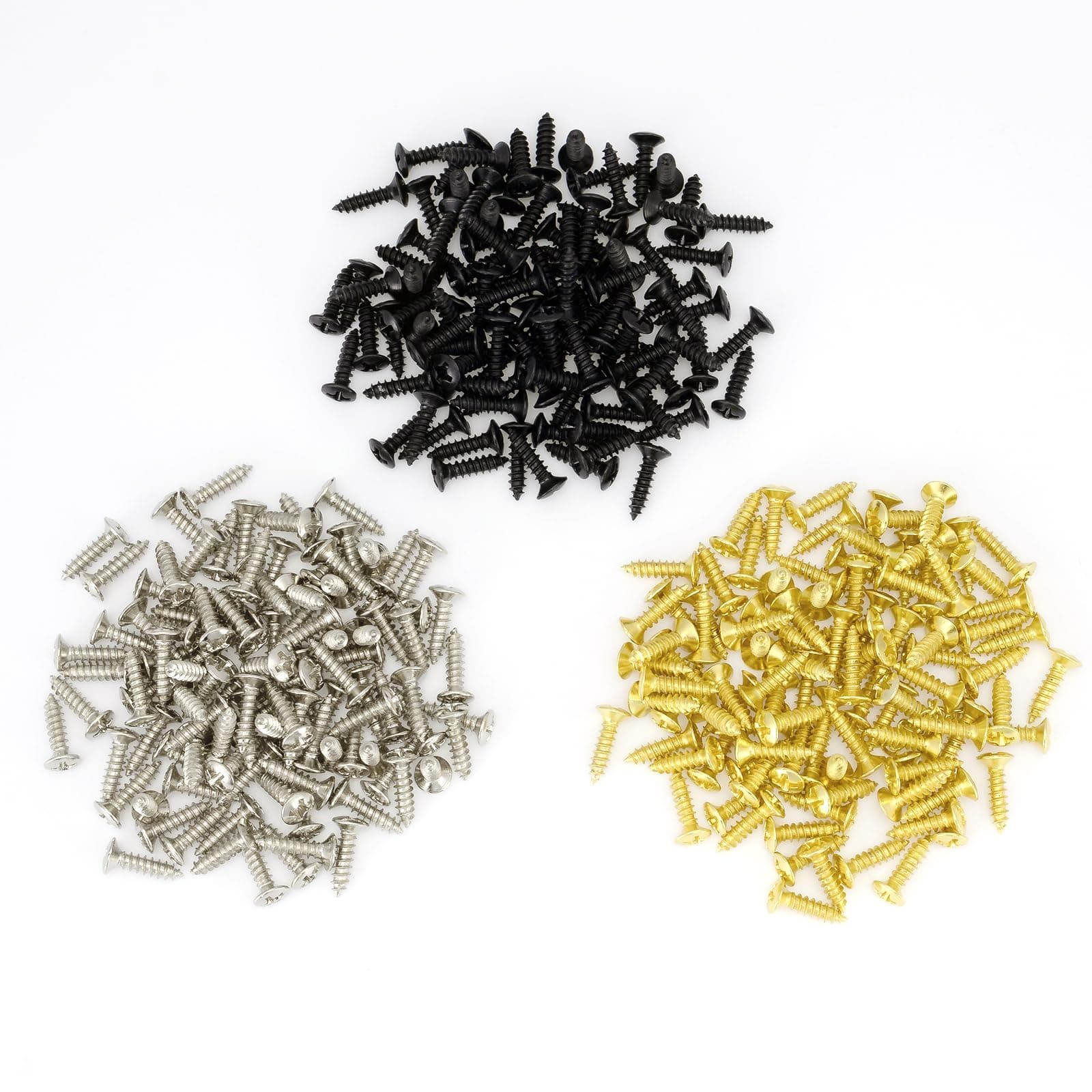 Chrome Gold Black Electric Guitar Bass Pickguard Backplates Tremolo Cover Screws for ST TL SG LP Guitar Pack of 150 (50 Pack per color)