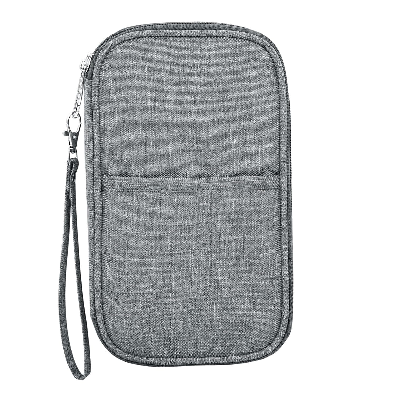 Aepigo Nylon Travel Family Passport Holder Wallet Organiser For Passport Credit Debit Cards Boarding Pass with Removable Hand Strap International Trip For Unisex (Grey)