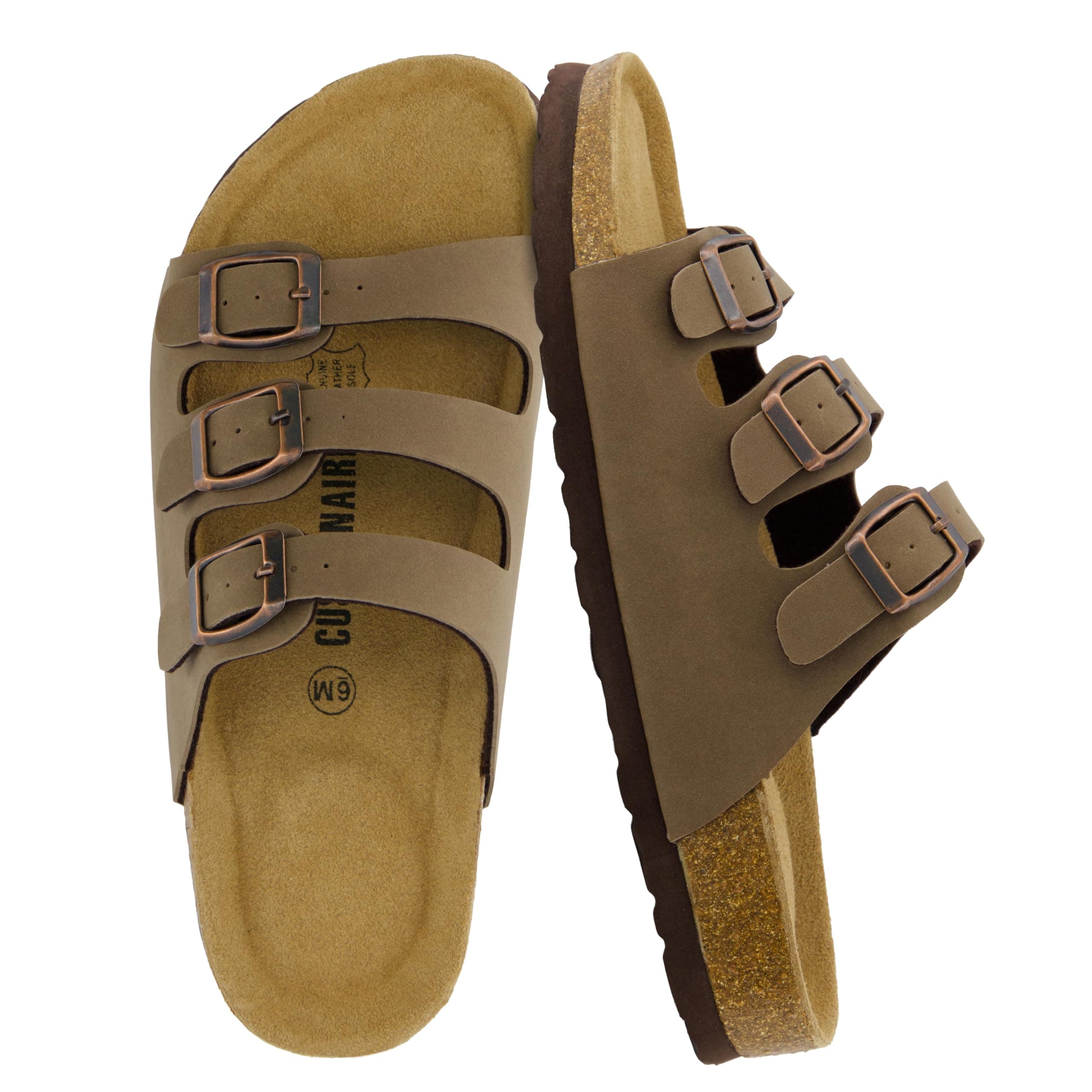 CUSHIONAIRE Women's Lela Cork footbed Sandal with +Comfort, Brown, 7