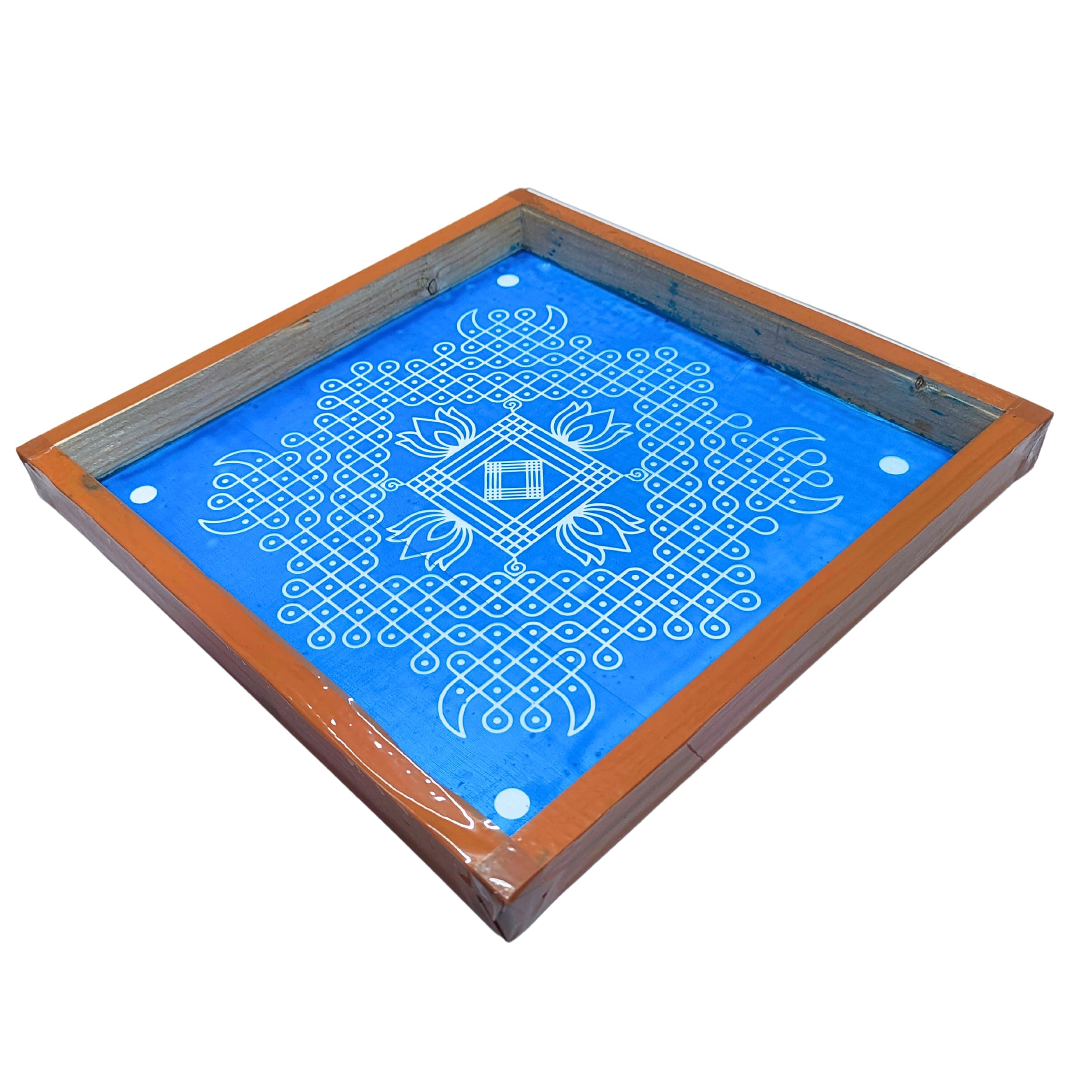 Anciently Kambi Kolam Rangoli Stencil Wooden(Design 3), Rangoli Sacha Wooden, 1 Piece (10x10 Inches)