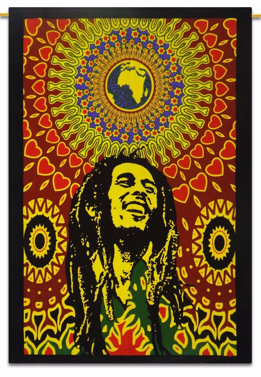 Bob Marley Tapestry Hippie Tapestry, Hippy Mandala Bohemian Tapestries, Indian Dorm Decor, Psychedelic Tapestry Wall Hanging Ethnic Decorative Multi Color