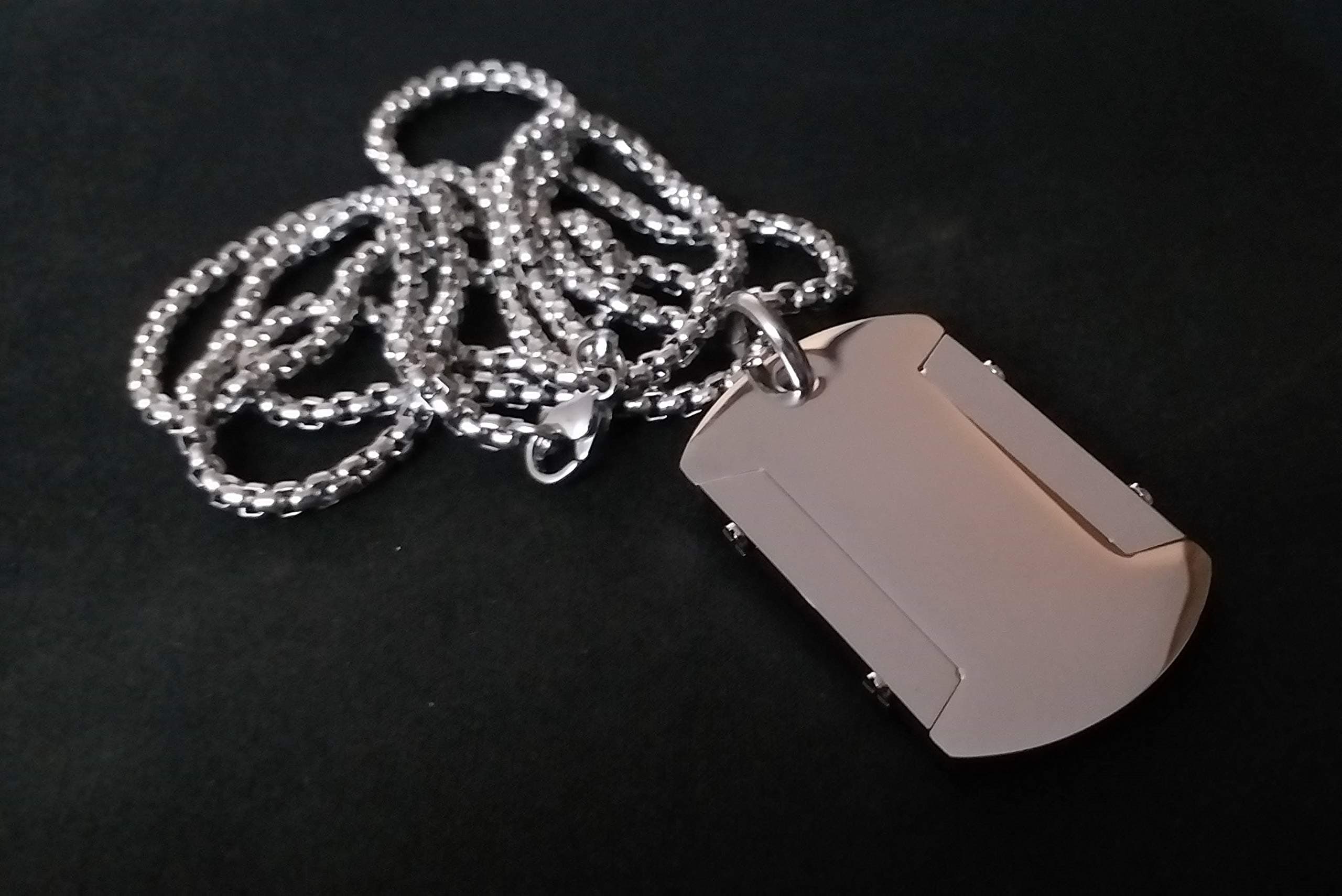 Streetsoul Dog Tag Silver Pendant Stainless Steel 3 mm Army Tag for Men Necklace Gift