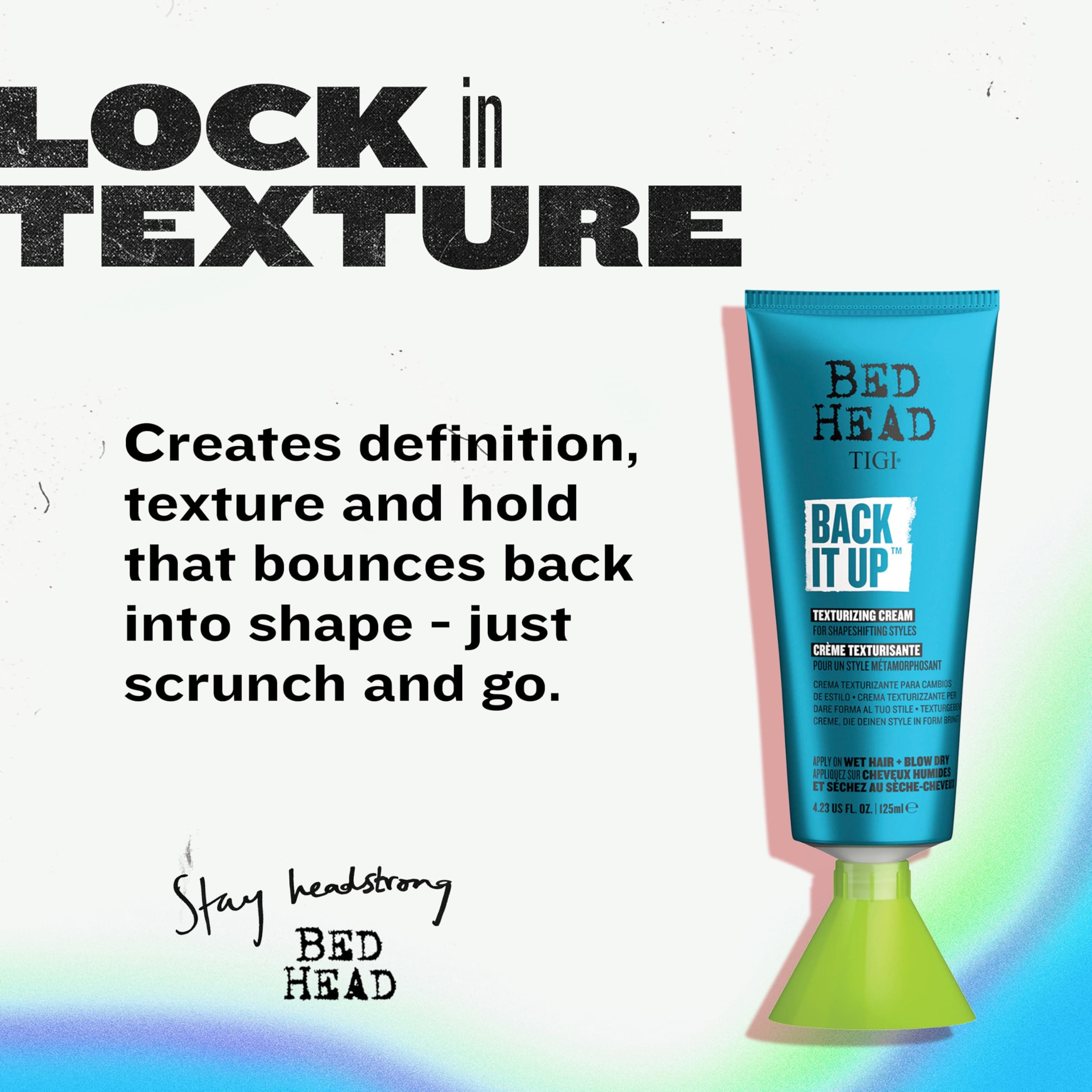 Bed Head TIGI Back It Up Texturising Hair Cream for Shapeshifting Style with Baobab Fruit Extract, Long Lasting Hold, Texture & Definition, Controls Frizz, Hair Shaping Cream for Styling, 125 ml