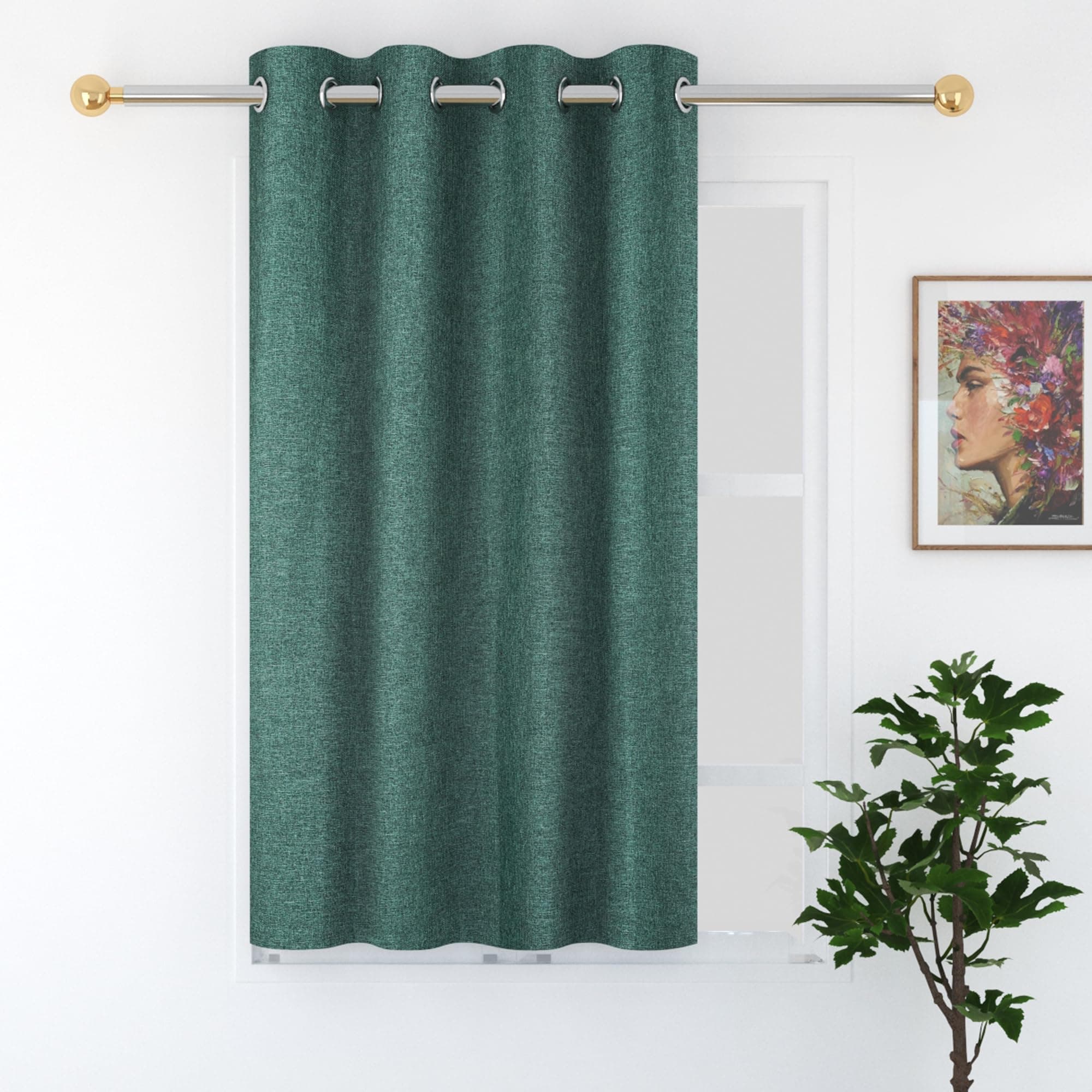 FRESH FROM LOOM Jute Curtains For Door 8 Feet Long | Medium Window Curtain | Yarn Weaved Parda | Modern Parde For Living Room Bedroom | Screens With Eyelet Ring | Hypoallergenic (Light Green, 2Pc)(Eyelet;Blackout)