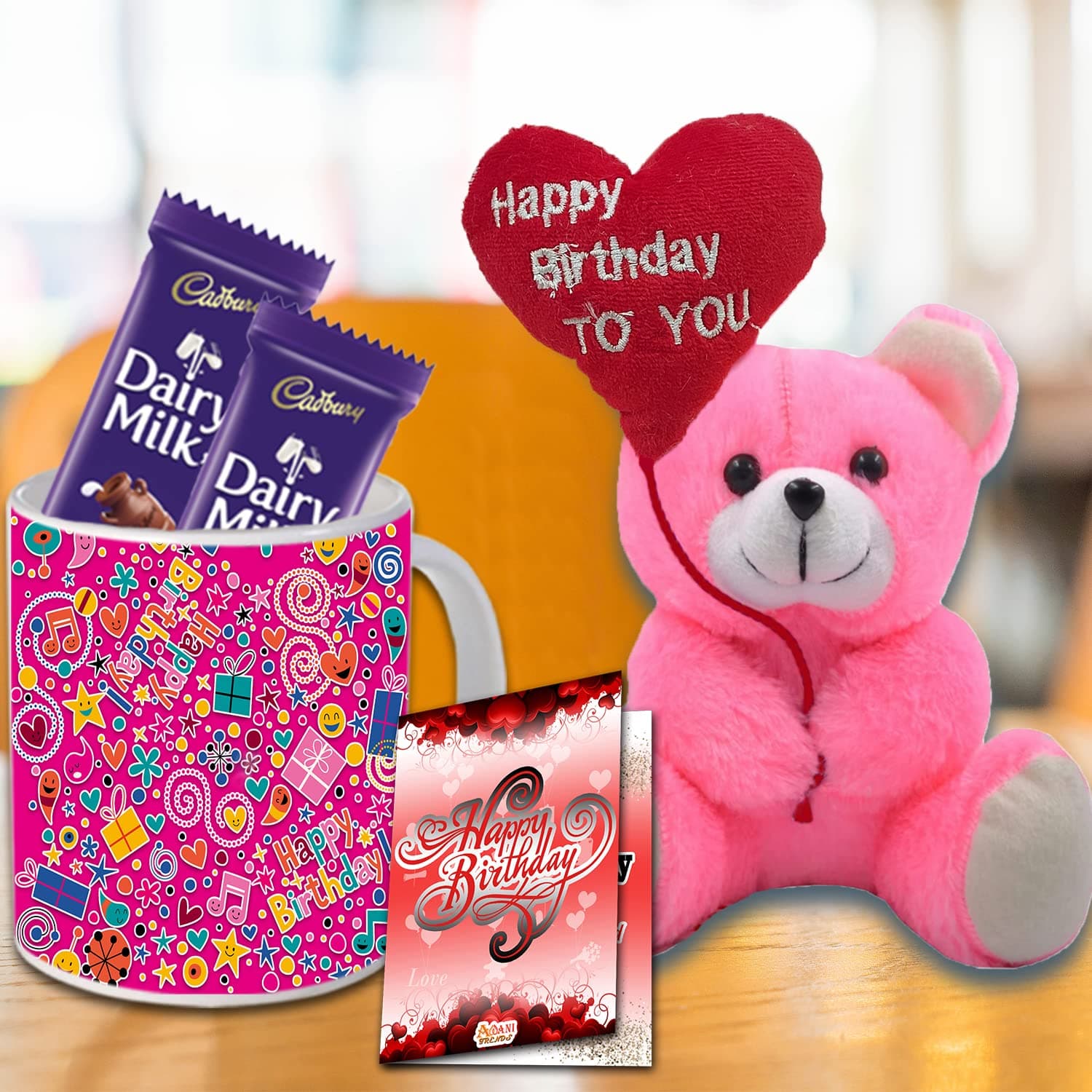 AWANI TRENDS Gift for Girlfriend or Boyfriend - Coffee Mug |Soft Teddy | Dairy Milk Chocolate Bar | Happy Birthday Quoted Greeting Card | Combo Gifts for Sister on Birthday (Pack Of 4) (Multi)