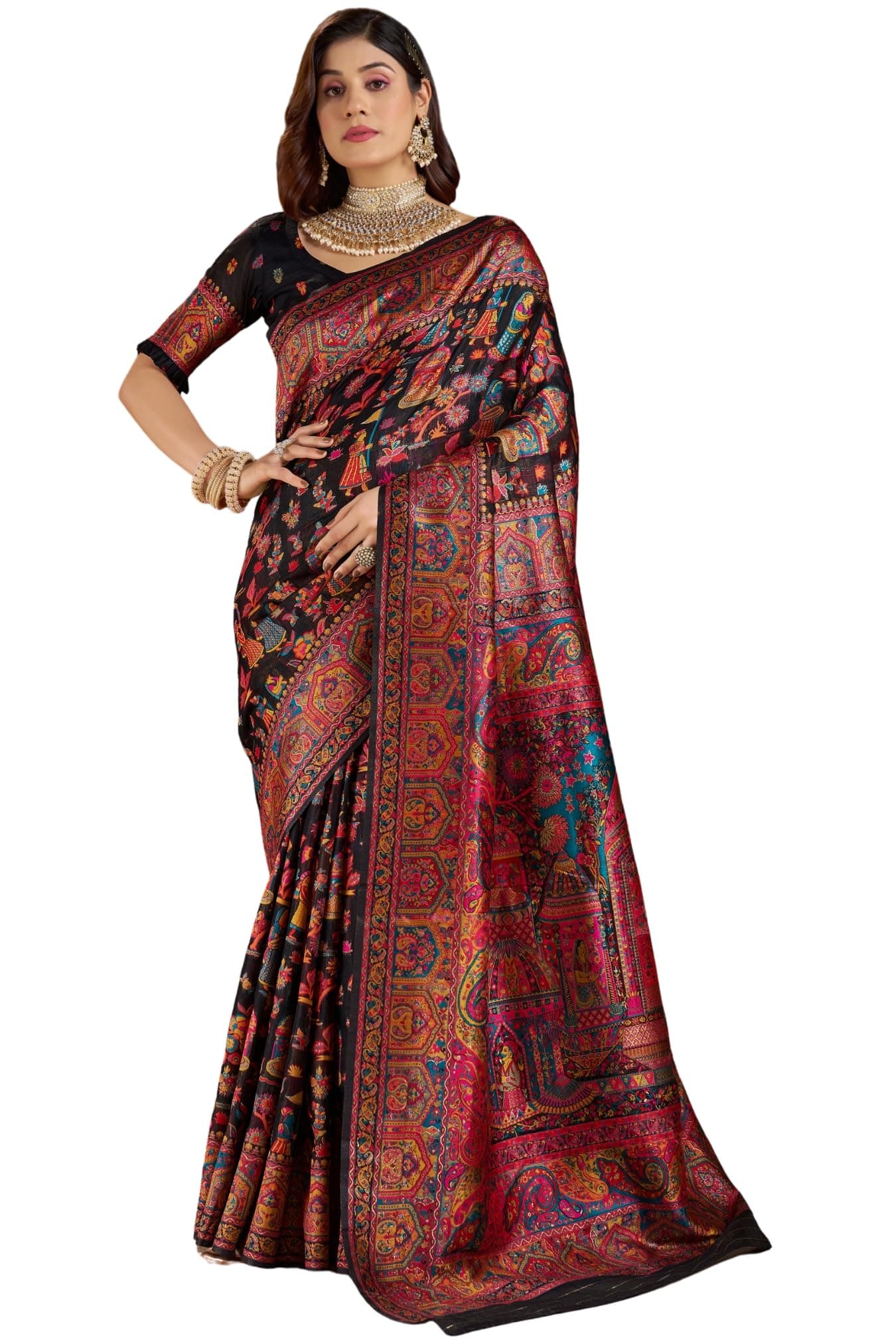 SGF11 Women's Kanjivaram Pure Soft Silk Saree With Unstitched Blouse Piece