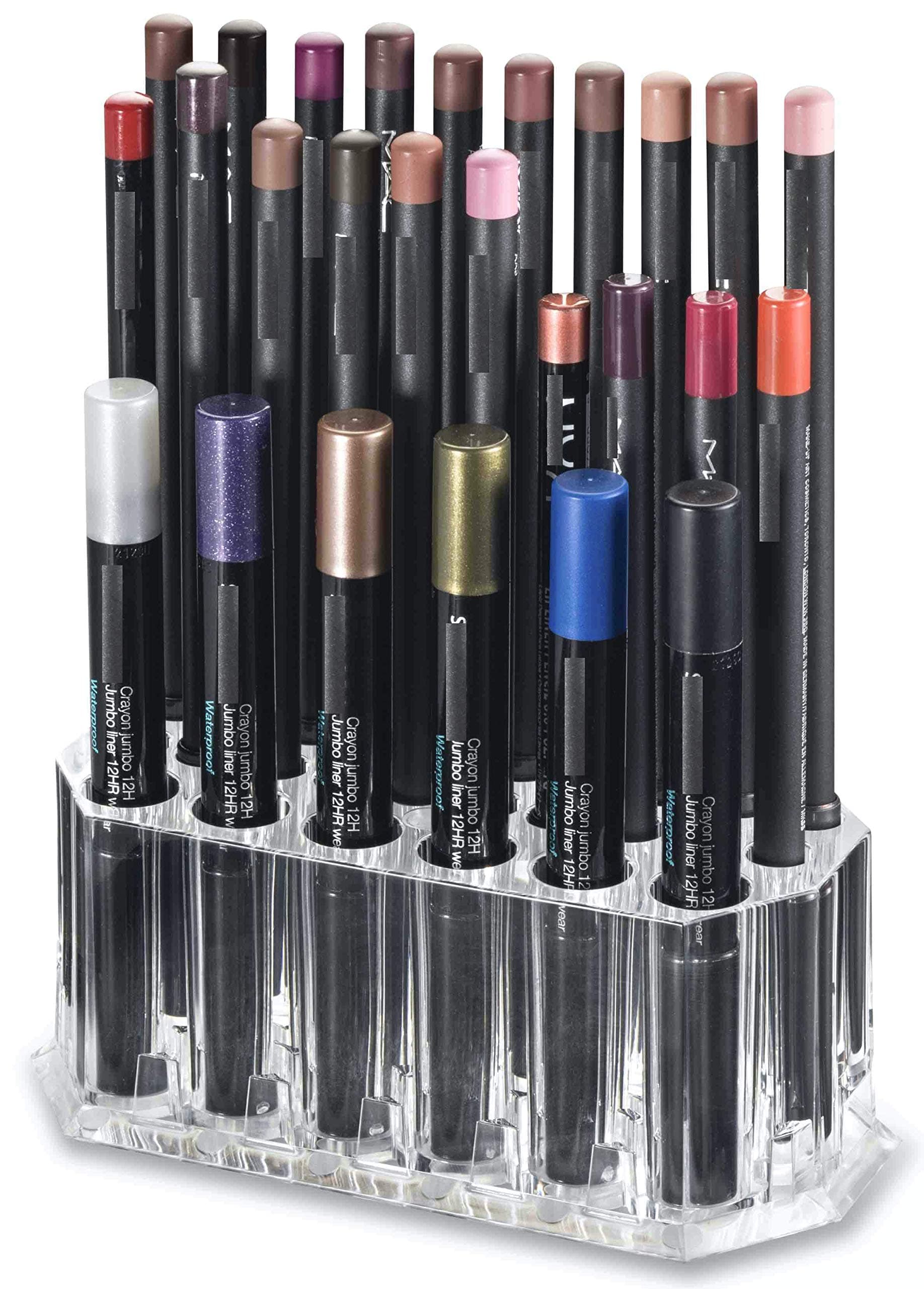 Acrylic Eye/Lip Liner Organizer & Beauty Care Holder Provides 26 Space Storage | byAlegory (Clear)