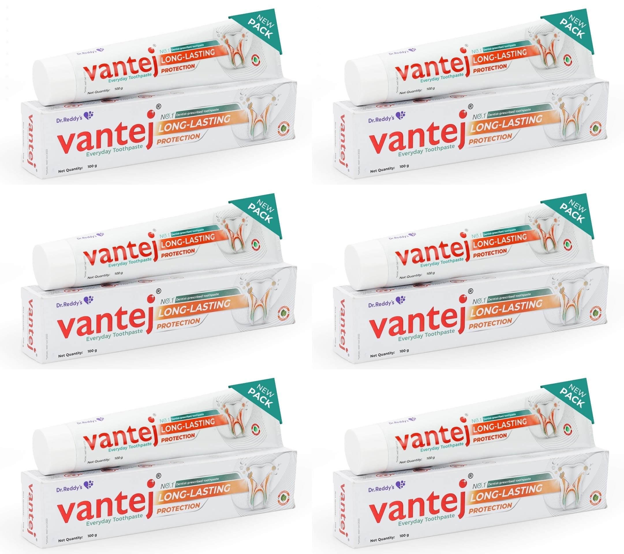Vantej Tooth Sensitivity Toothpaste - 100g, White x Pack of 6