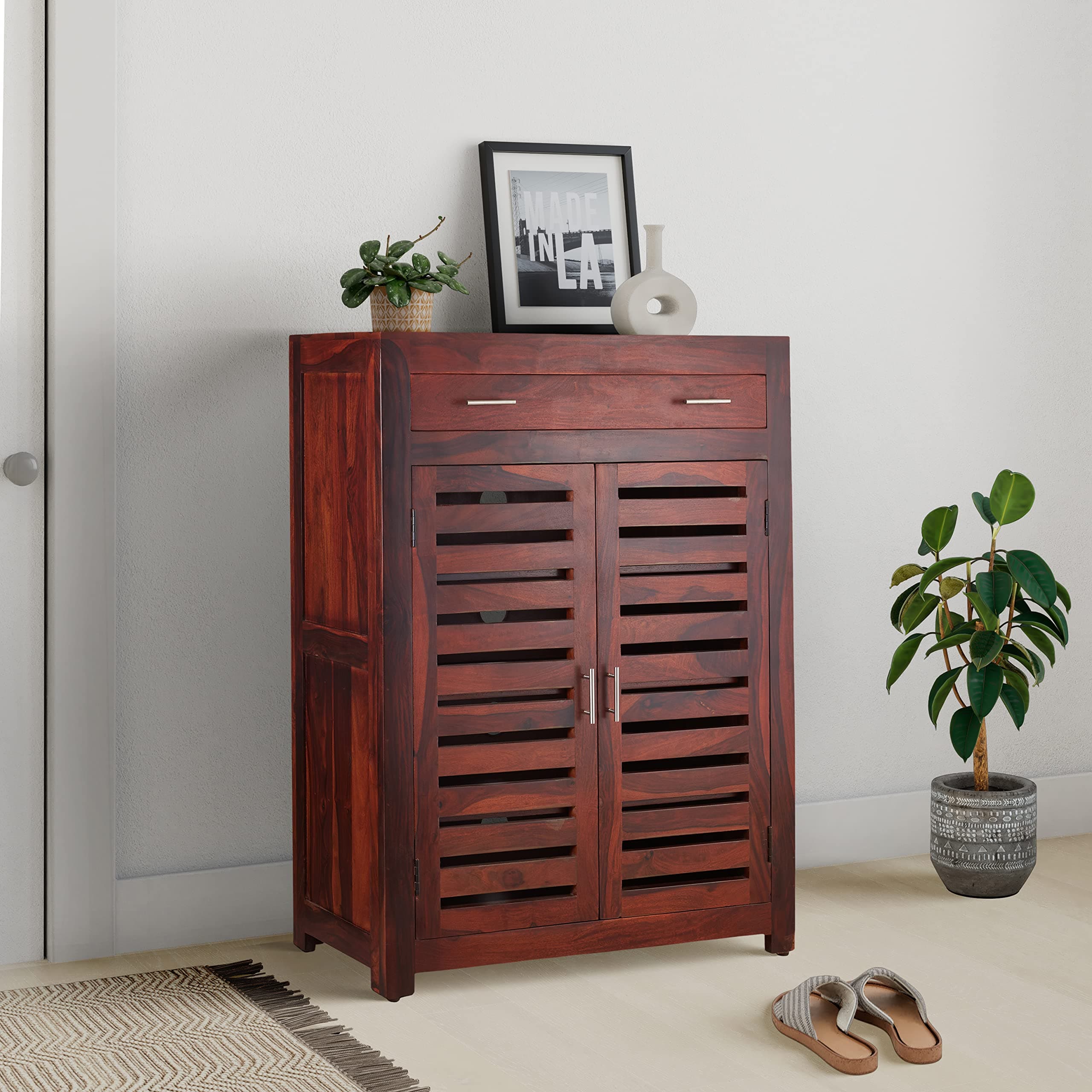 Amazon Brand - Solimo Solid Wood Shoe Racks bigh Size for Hallway