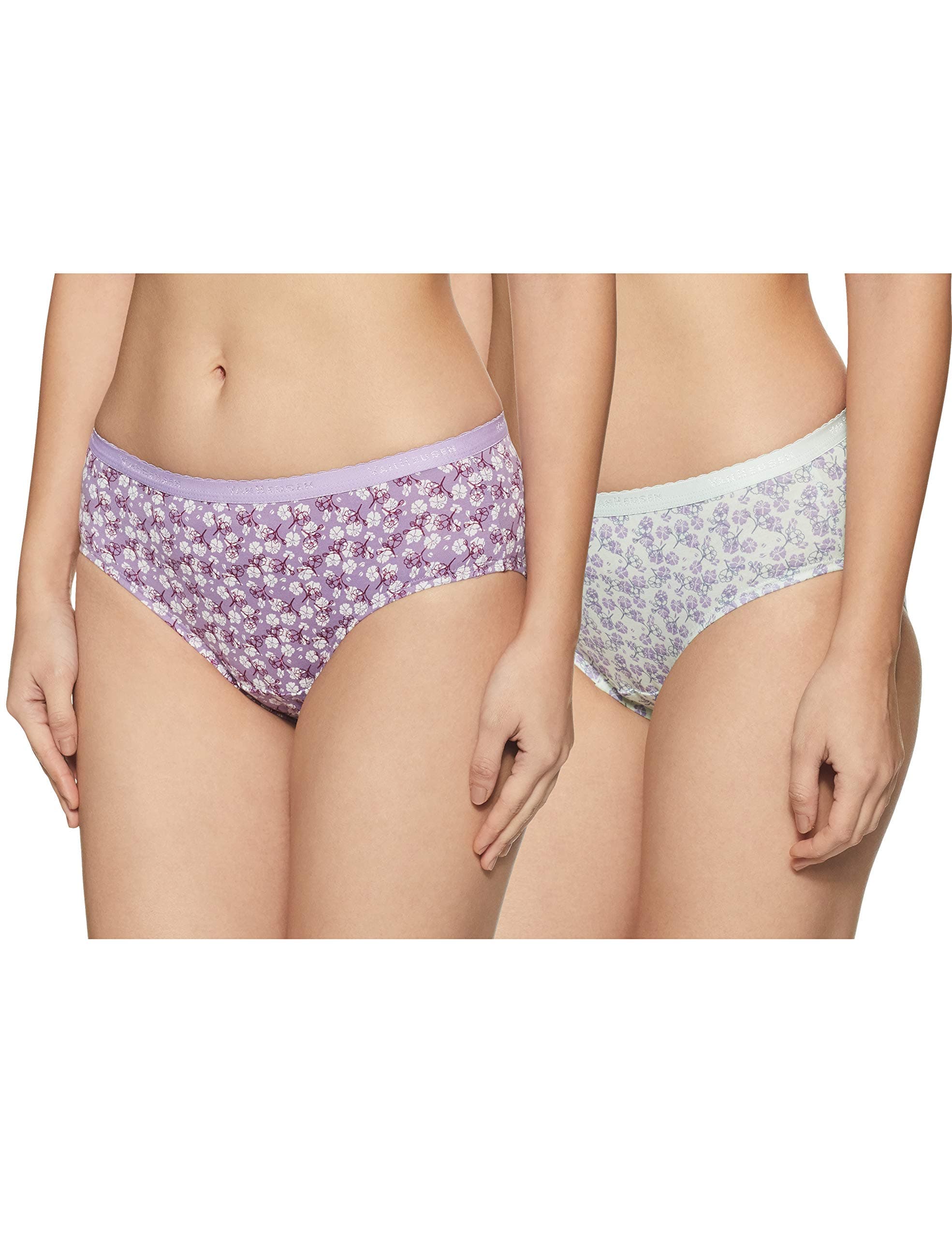 Van Heusen Women Hipster Panty - 100% Cotton - Pack of 2 - Anti Bacterial, No Marks Waistband, Wicking_11106_Light Assorted Print_M