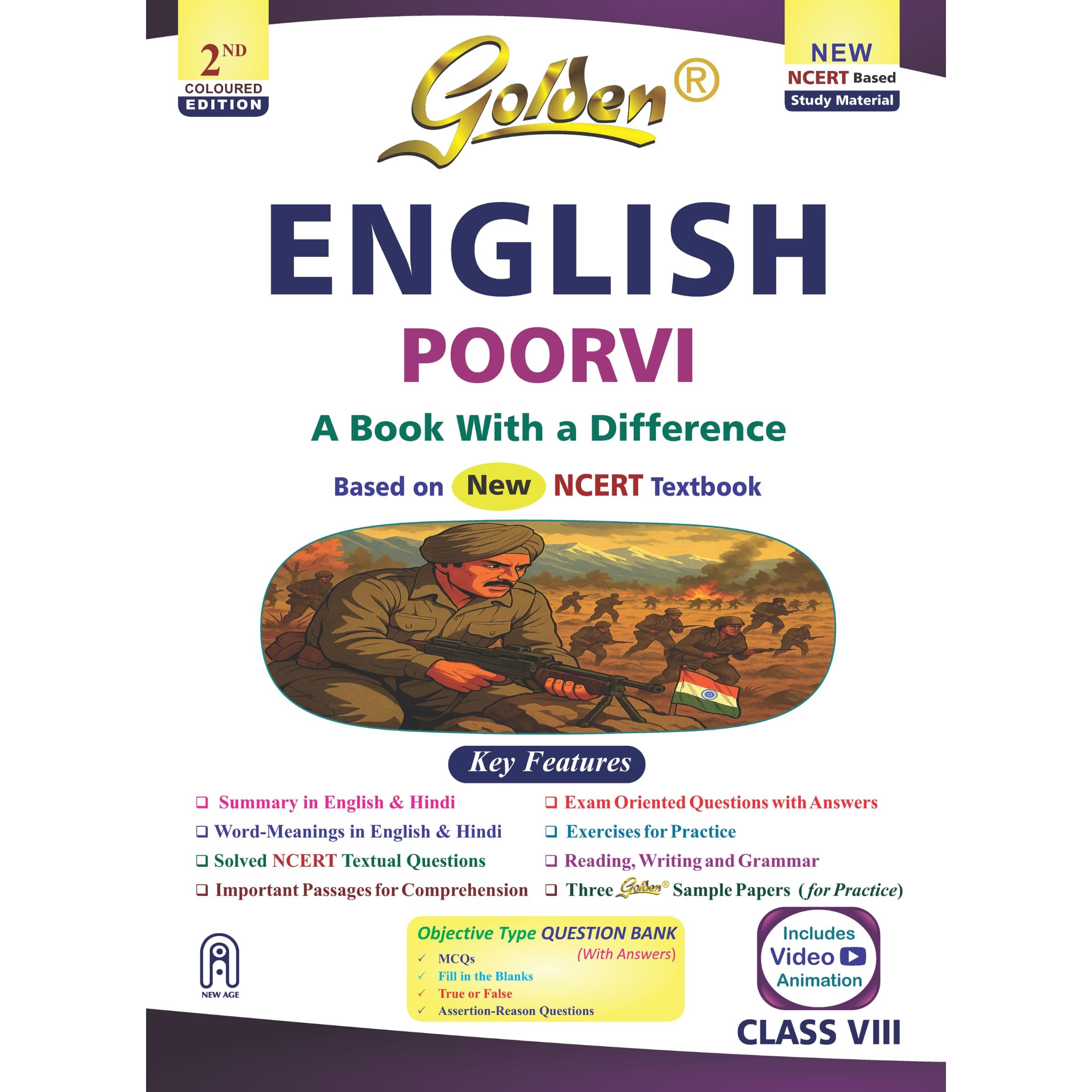 Golden English Study Material Based on NEW NCERT Poorvi For Class 8 | For CBSE 2027 Exams | Summary | Solved NCERT Textual Questions | Important ... Papers | Objective Type Question | MCQs