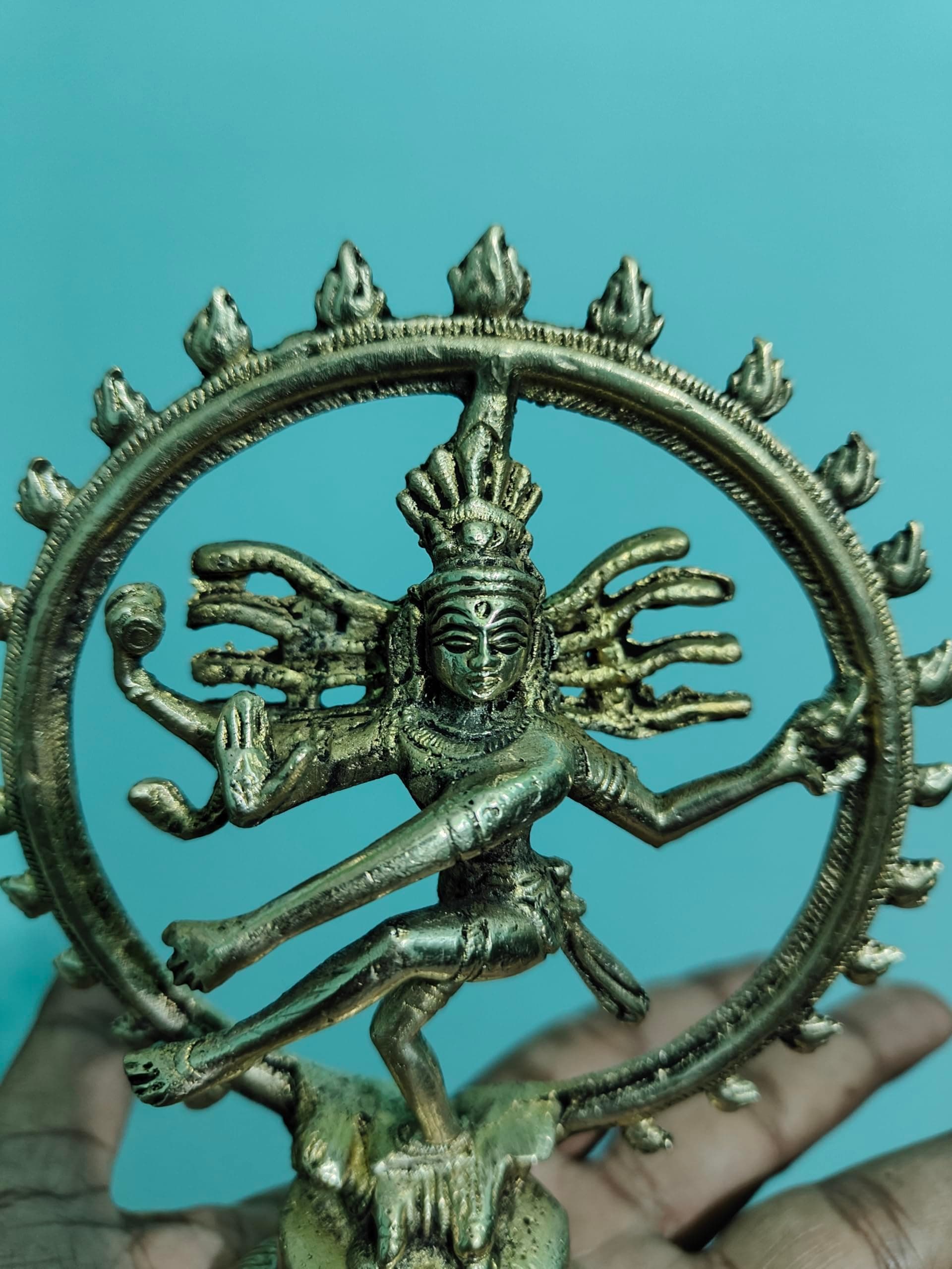 RUGDOLL Brass Natraj Statue, 15 CM Dancing Shiva Idol, Rudra Shiva Figurines, Natraja Statue, Nataraj for Home, Temple, Office, Decor, Pooja, Gifts.