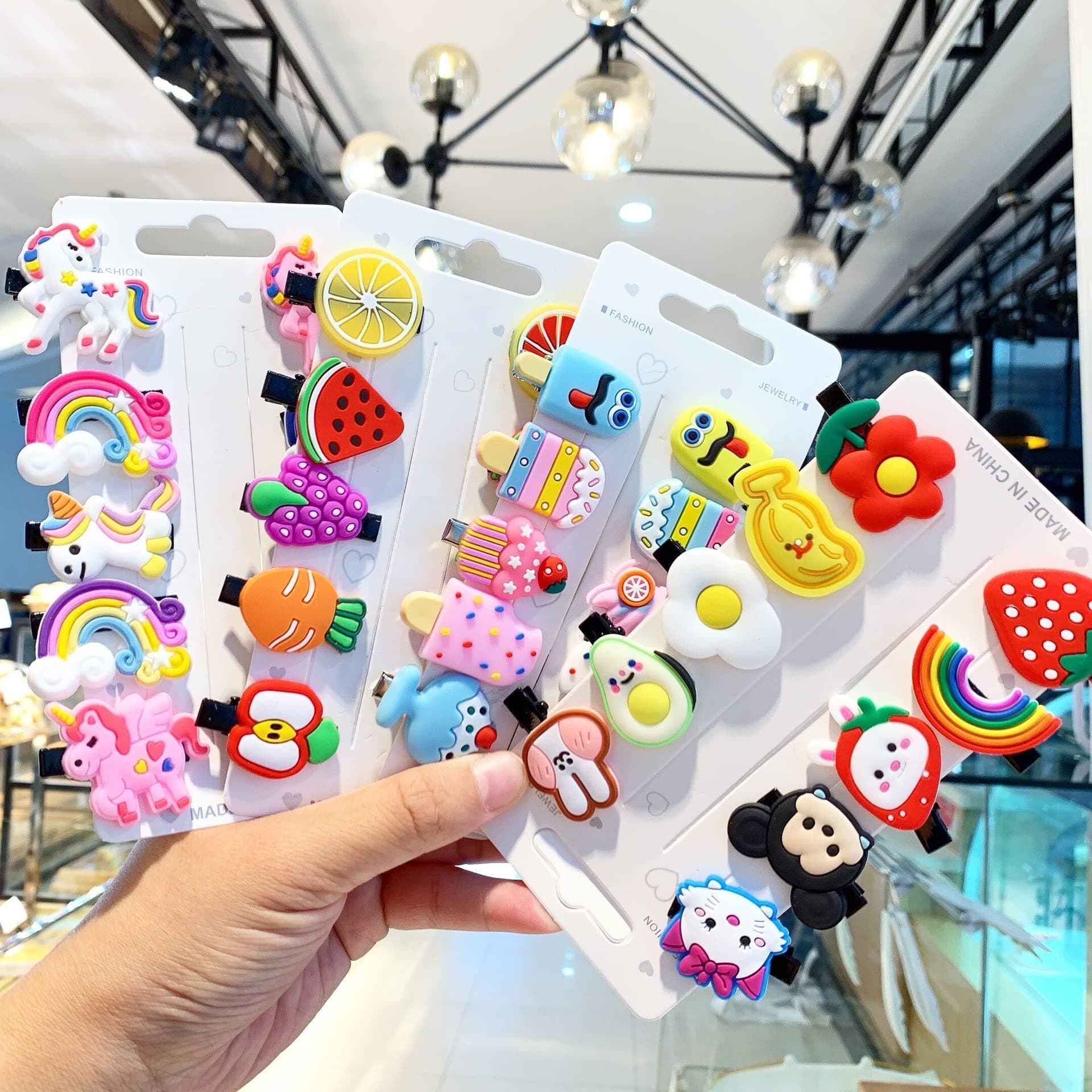 Saavi Cute Cartoon Hair Clips for Girls – Set of 20 Pcs Colorful Hair Clips | Unicorn, Fruits, Animals & More | Non-Slip, Soft Grip Hairpins for Toddlers & Children