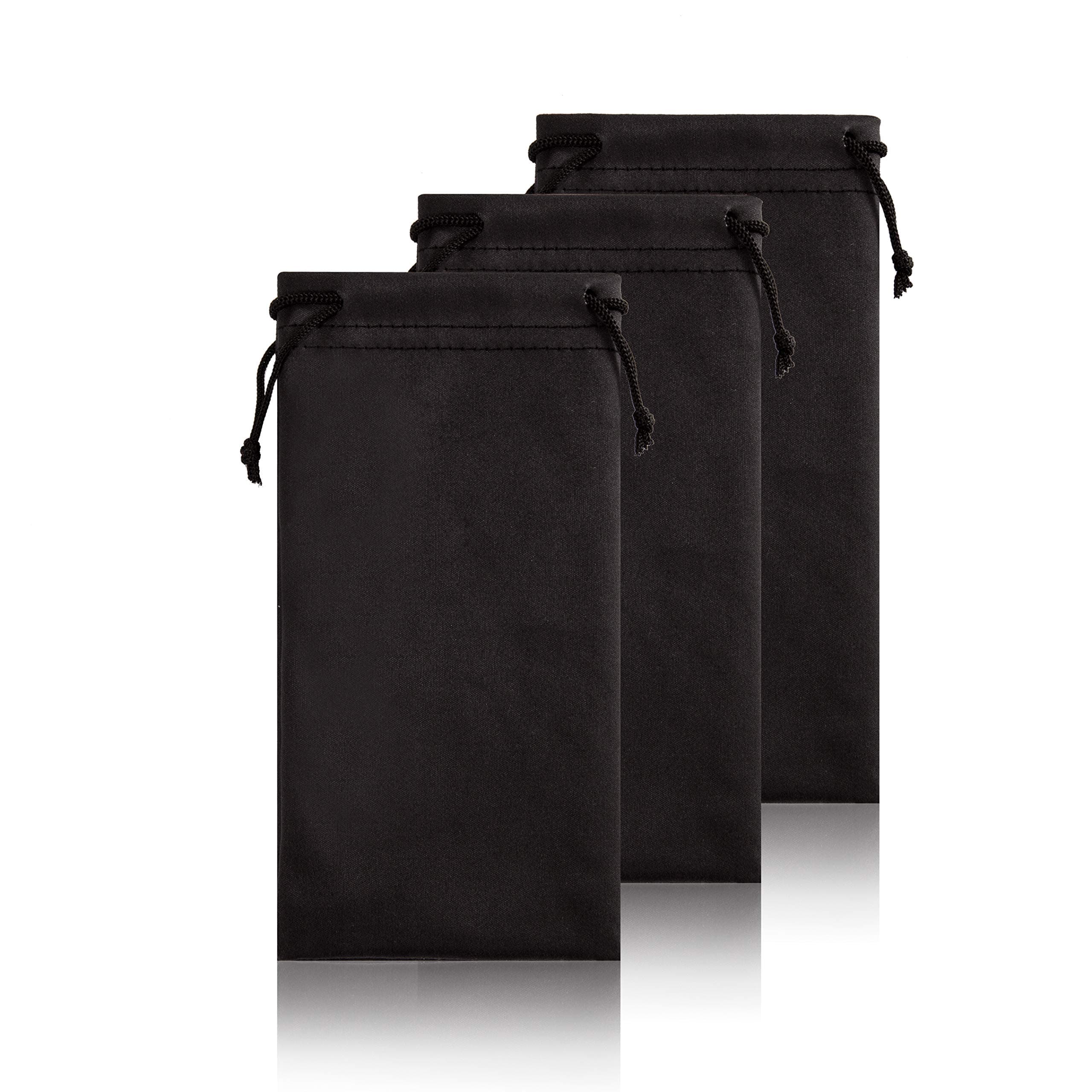 Soft Eyeglass Pouch Sunglass Case - 3 Pack Microfiber Phone Gadgets Storage Bag