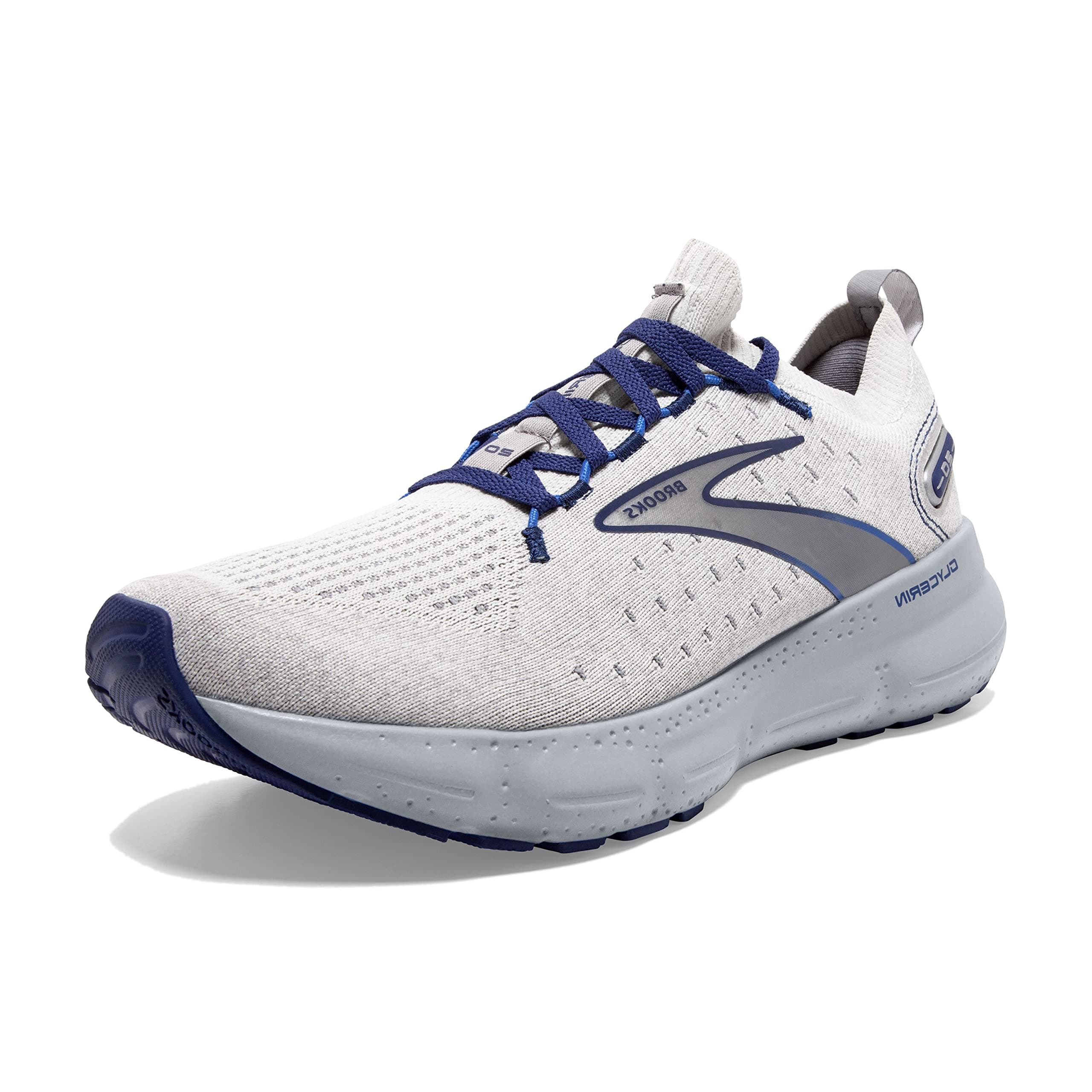 Brooks Men’s Glycerin StealthFit 20 Neutral Running Shoe, Oyster/Alloy/Blue Depths, 9