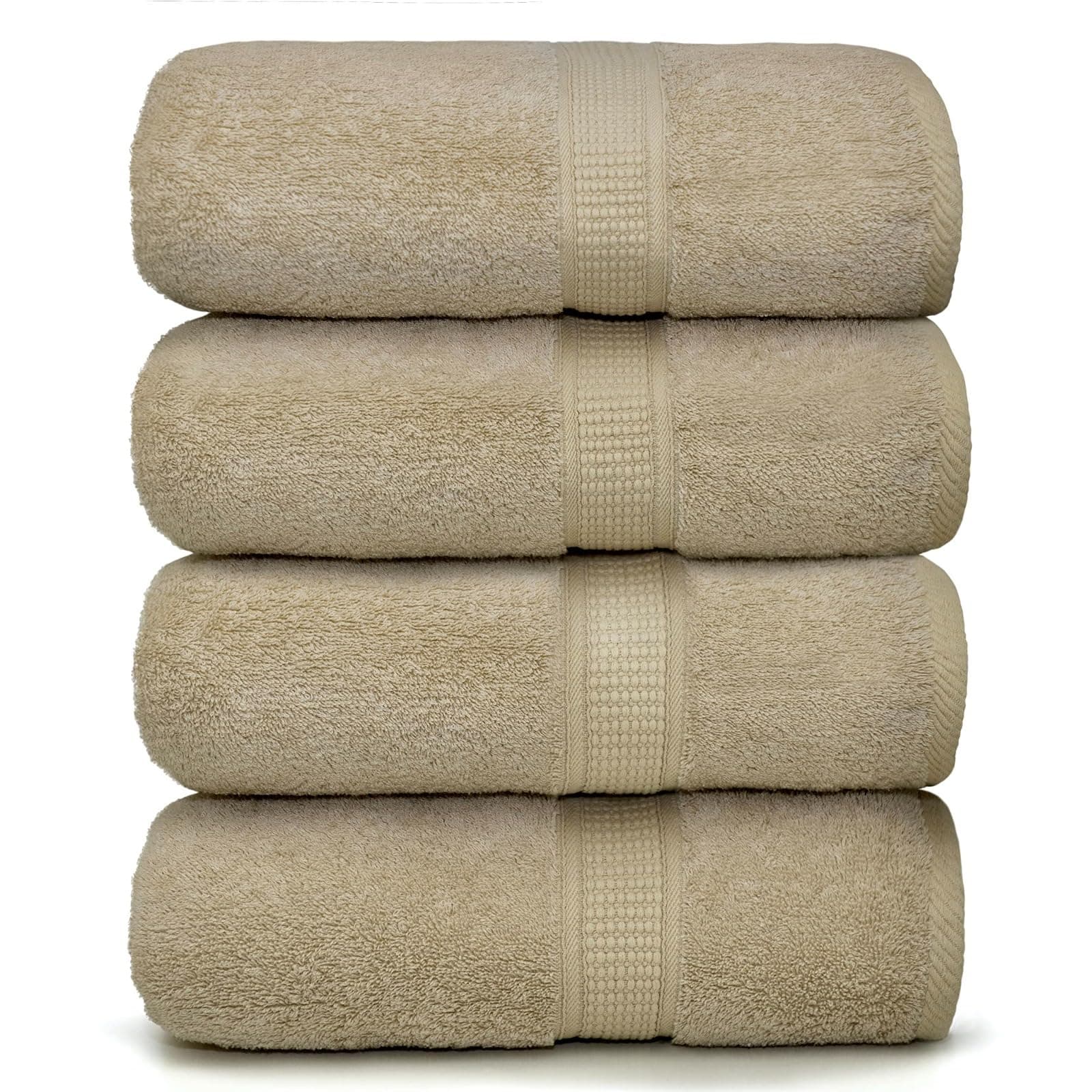 Ariv Collection Premium Bamboo Cotton Bath Towels - Natural, Ultra Absorbent and Eco-Friendly 30" X 52" (Linen)