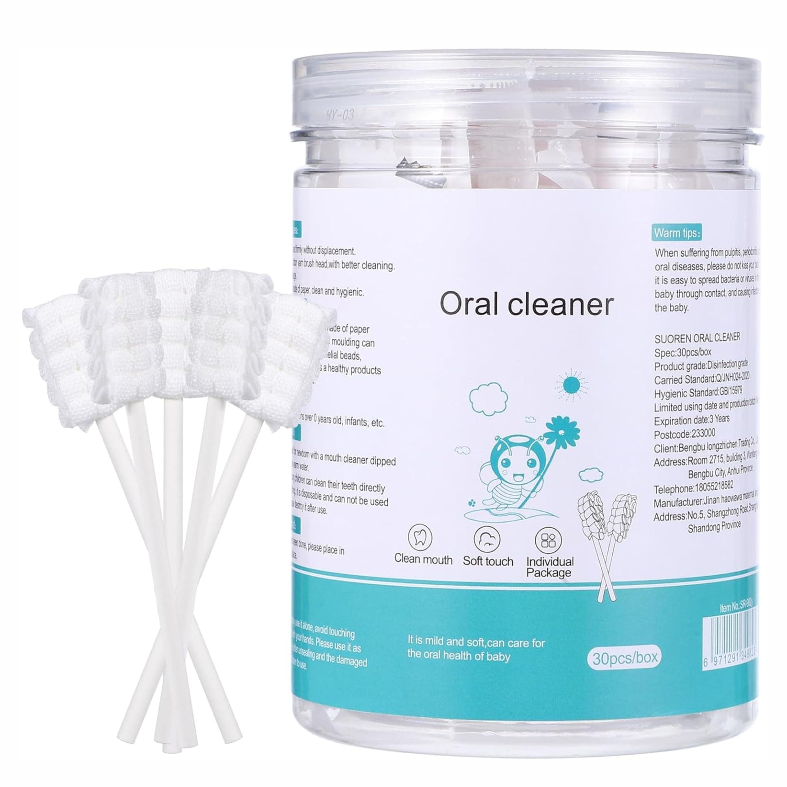 Cubs N Bears Baby Oral Care Disposable Mouth Swabs (30 Pcs) - Cleaning Tooth, Tongue, and Gums for Babies (0-36 Months) - Gauze Gum Cleaner, Swabsticks for Baby Dental Hygiene