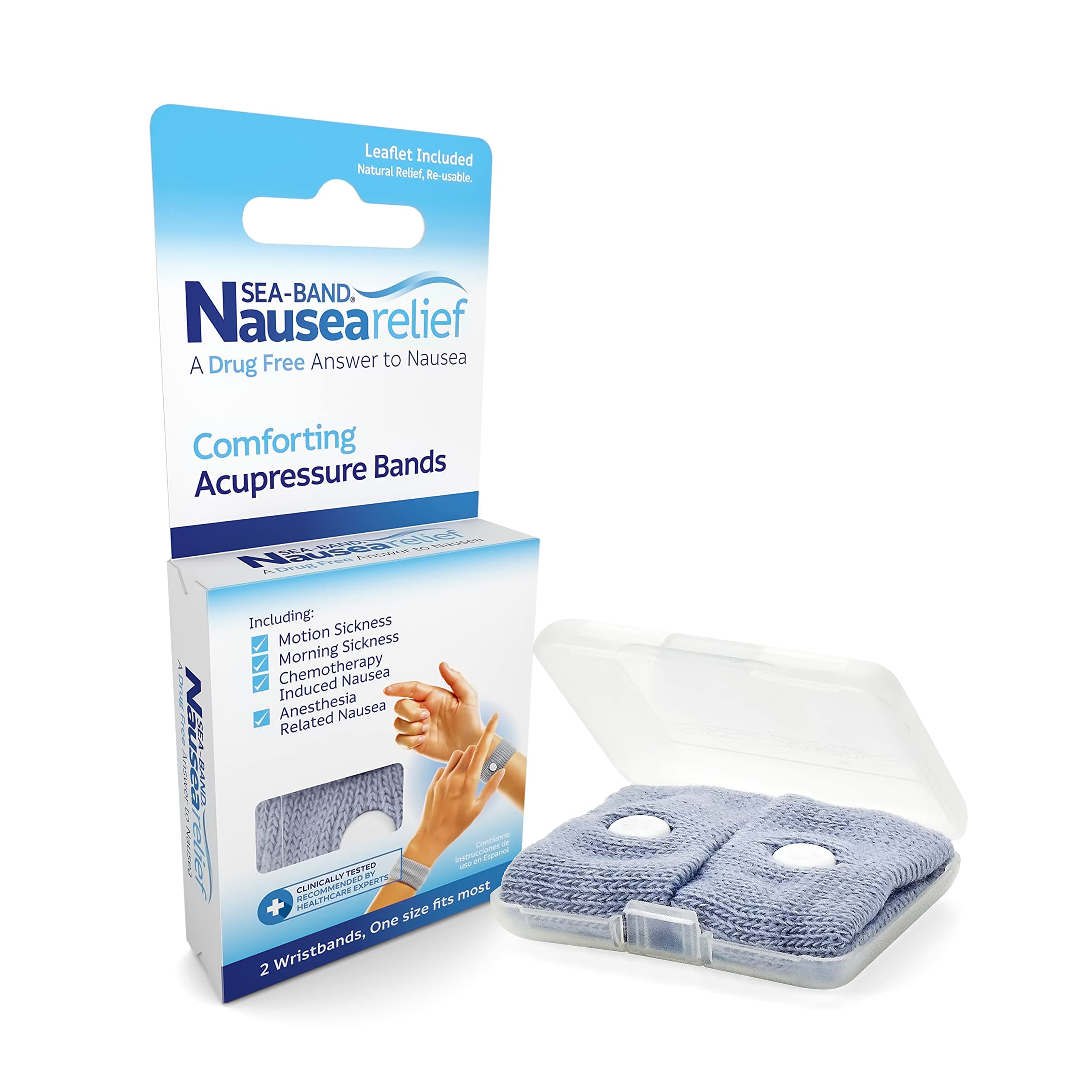 Sea-Band Adult Wristband, Natural Nausea Relief, 1-Pair, Colors May Vary