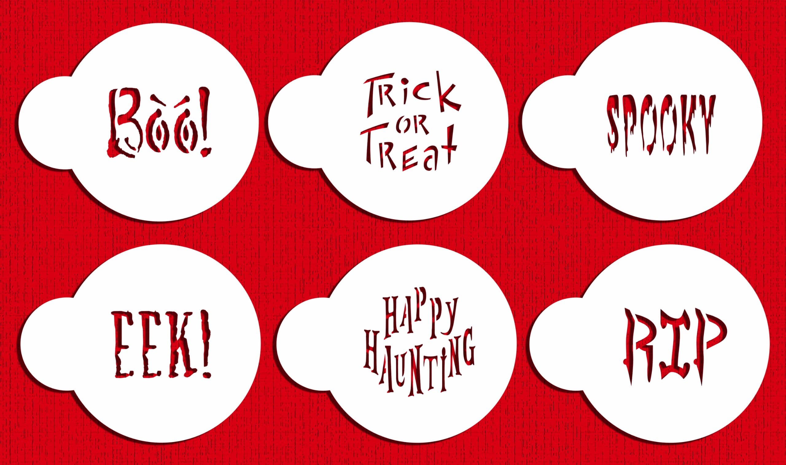Designer Stencils C574 Small Halloween Cookie Stencil Sayings, Beige/Semi Transparent