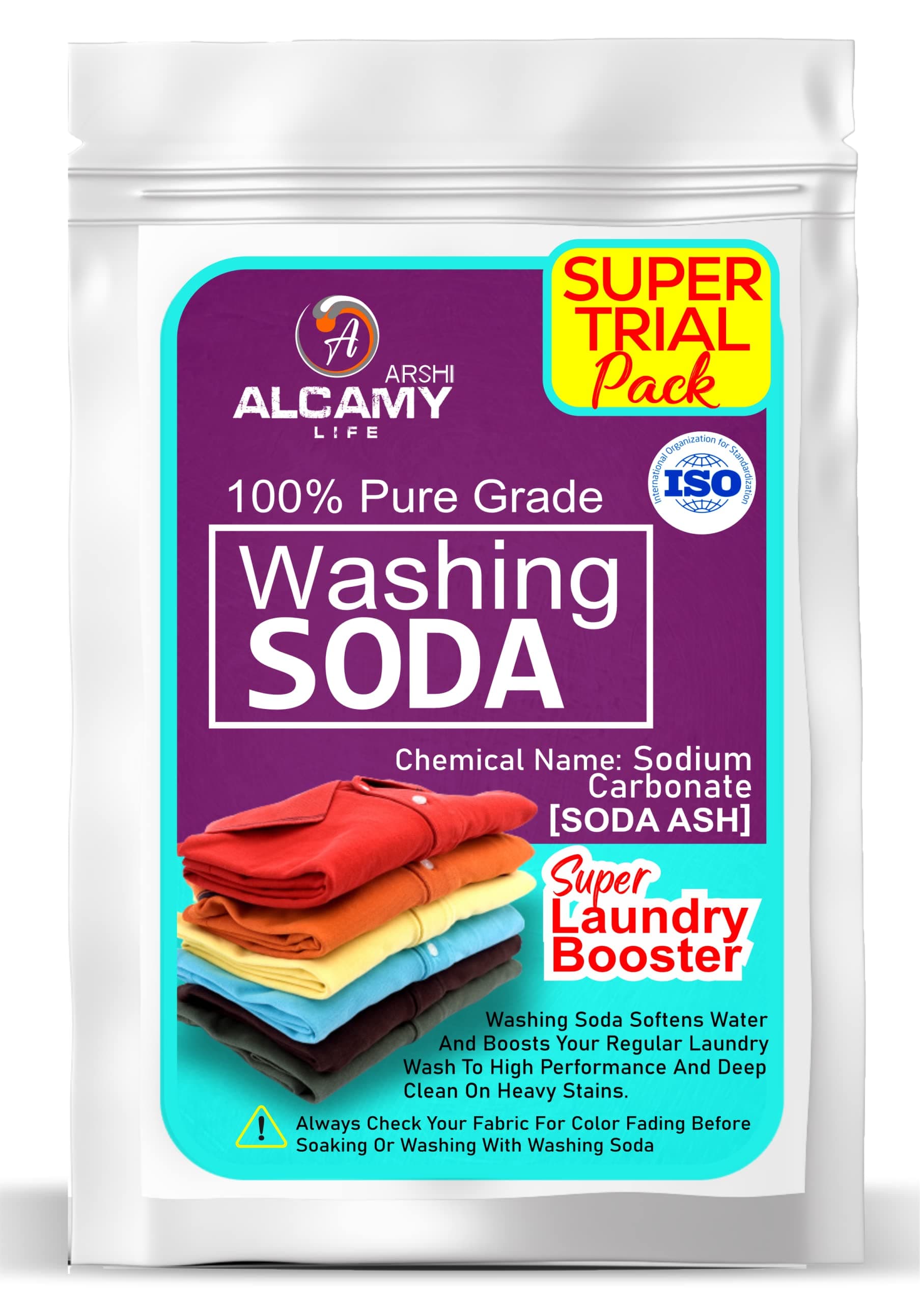 ARSHI A ALCAMY LIFE Washing Soda Powder 450 GM (Super Trial Pack) 100% Pure Laundry Booster Sodium Carbonate