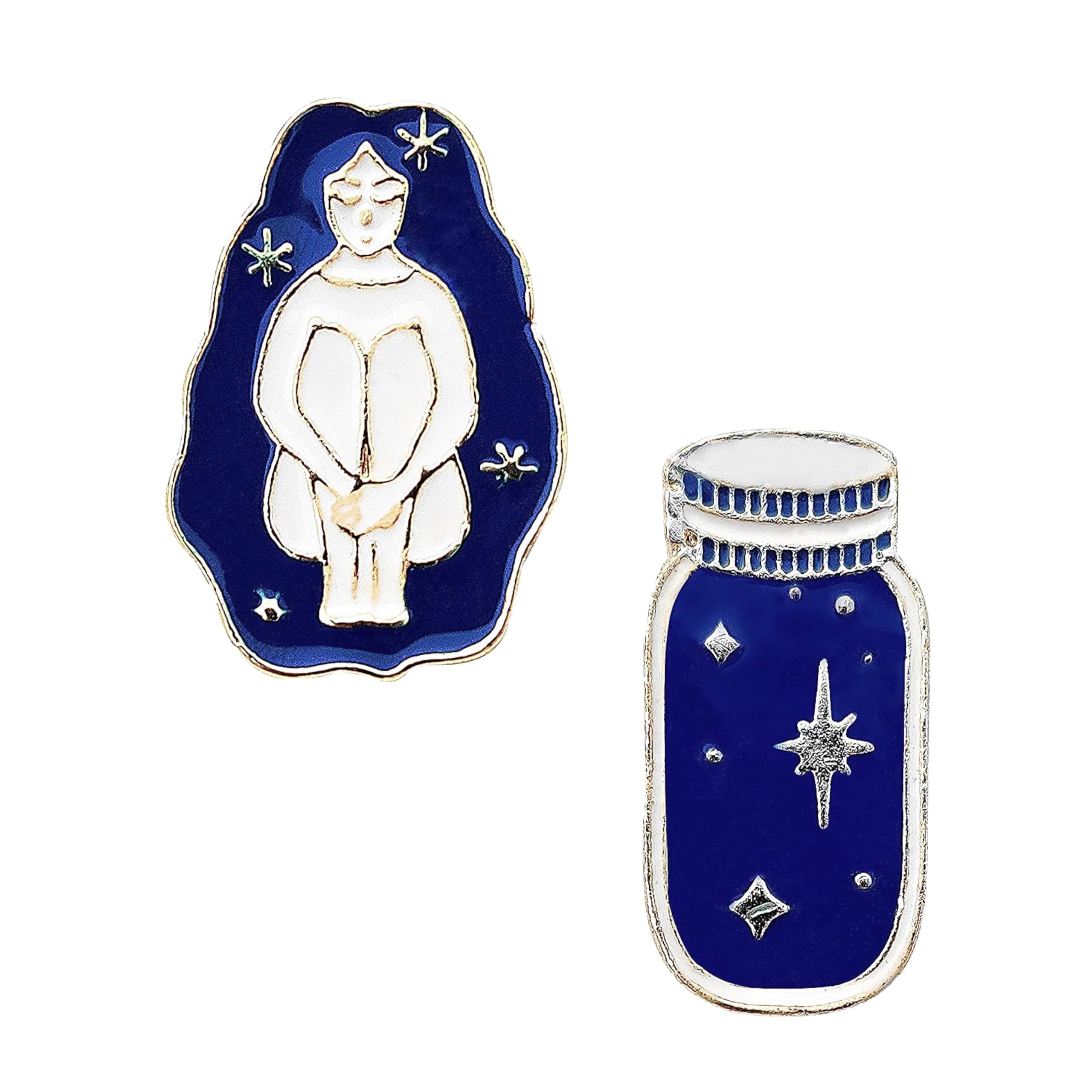 FURE Dreams in a Jar Enamel Pins - Set of 2 Metal Multicolour Enamel Pins for Men & Women