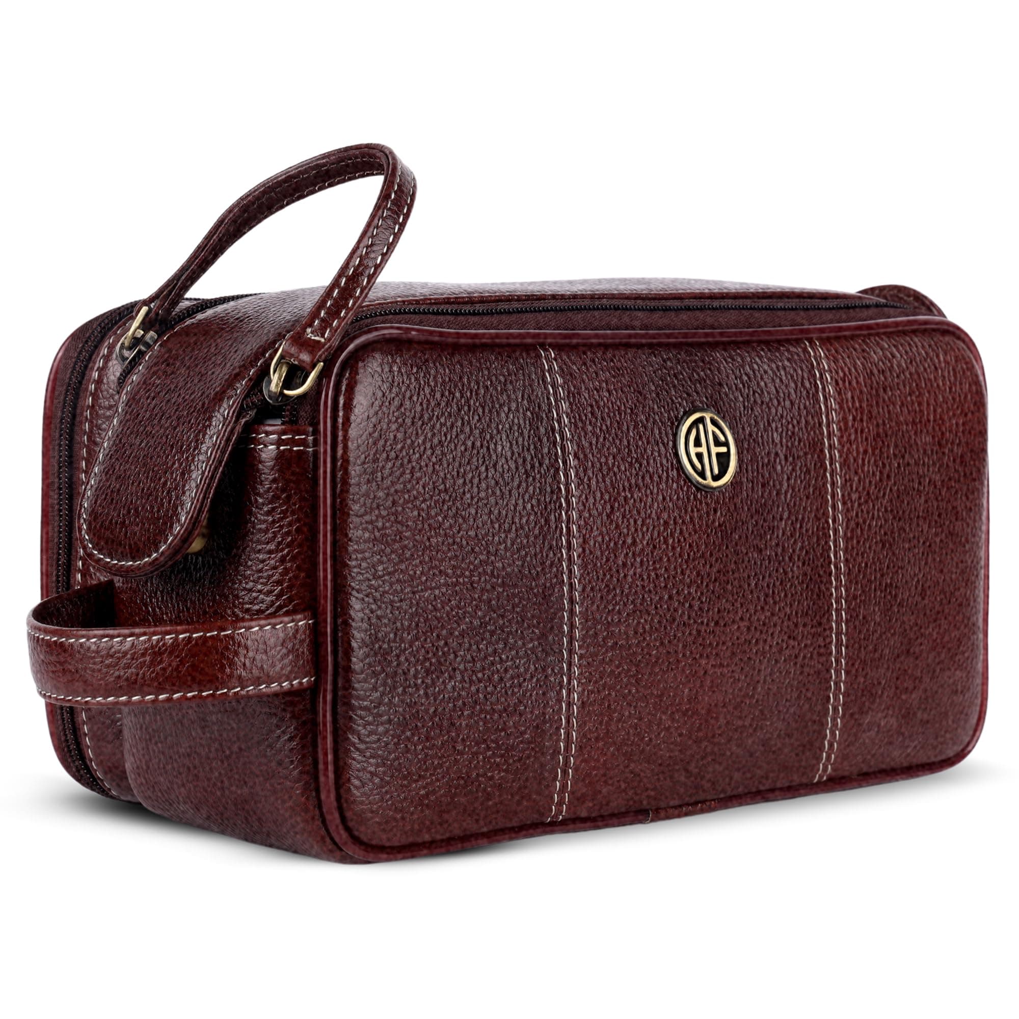 Hammonds Flycatcher Genuine Leather Travel Organizer Pouch - Toiletry Bag for Men and Women Cosmetic Organizer Bag, Shaving Kit Bag for Men Toiletry Pouch for Men with Multiple Pockets