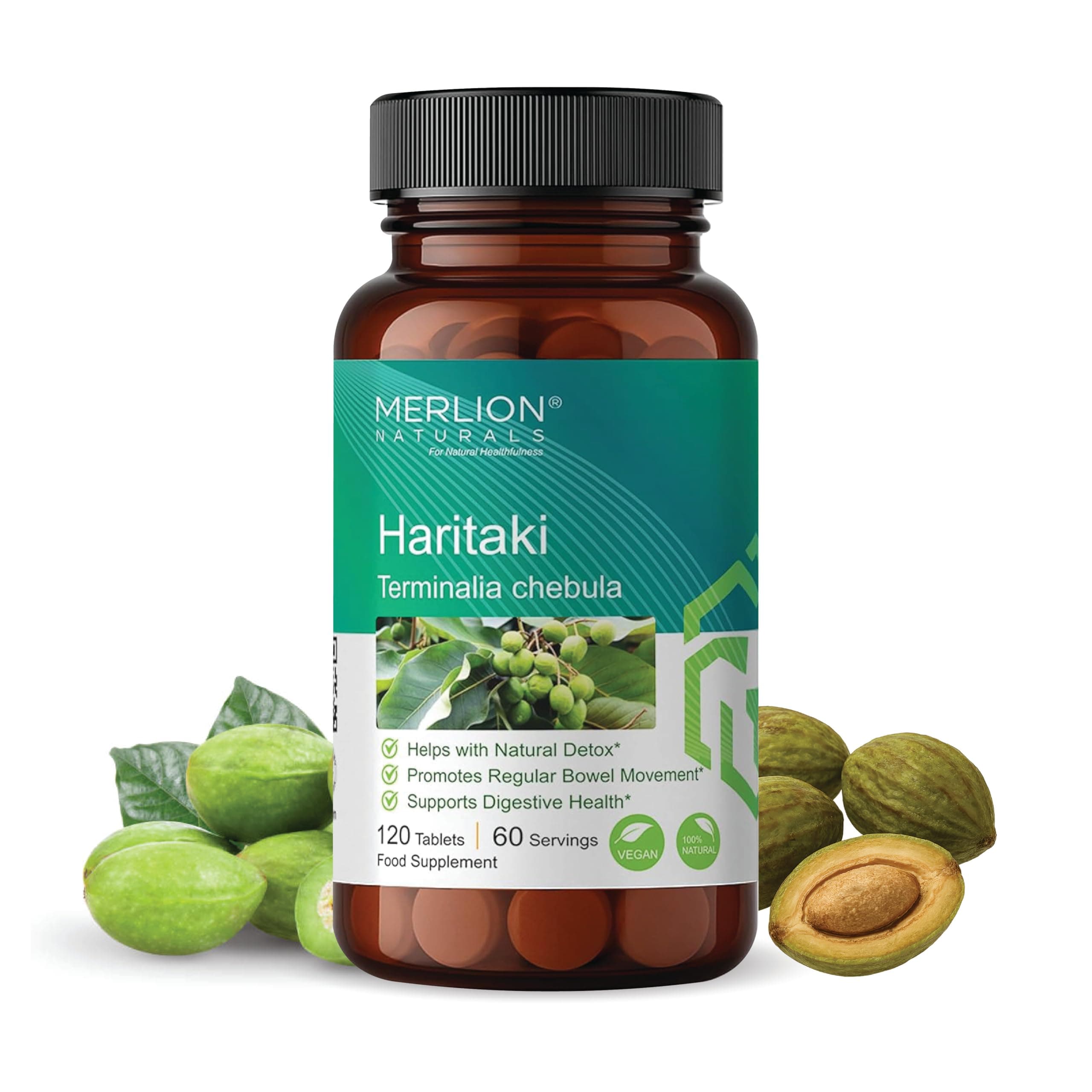 Merlion Naturals Haritaki Tablets, Terminalia chebula, 500mg (120 Tablets)