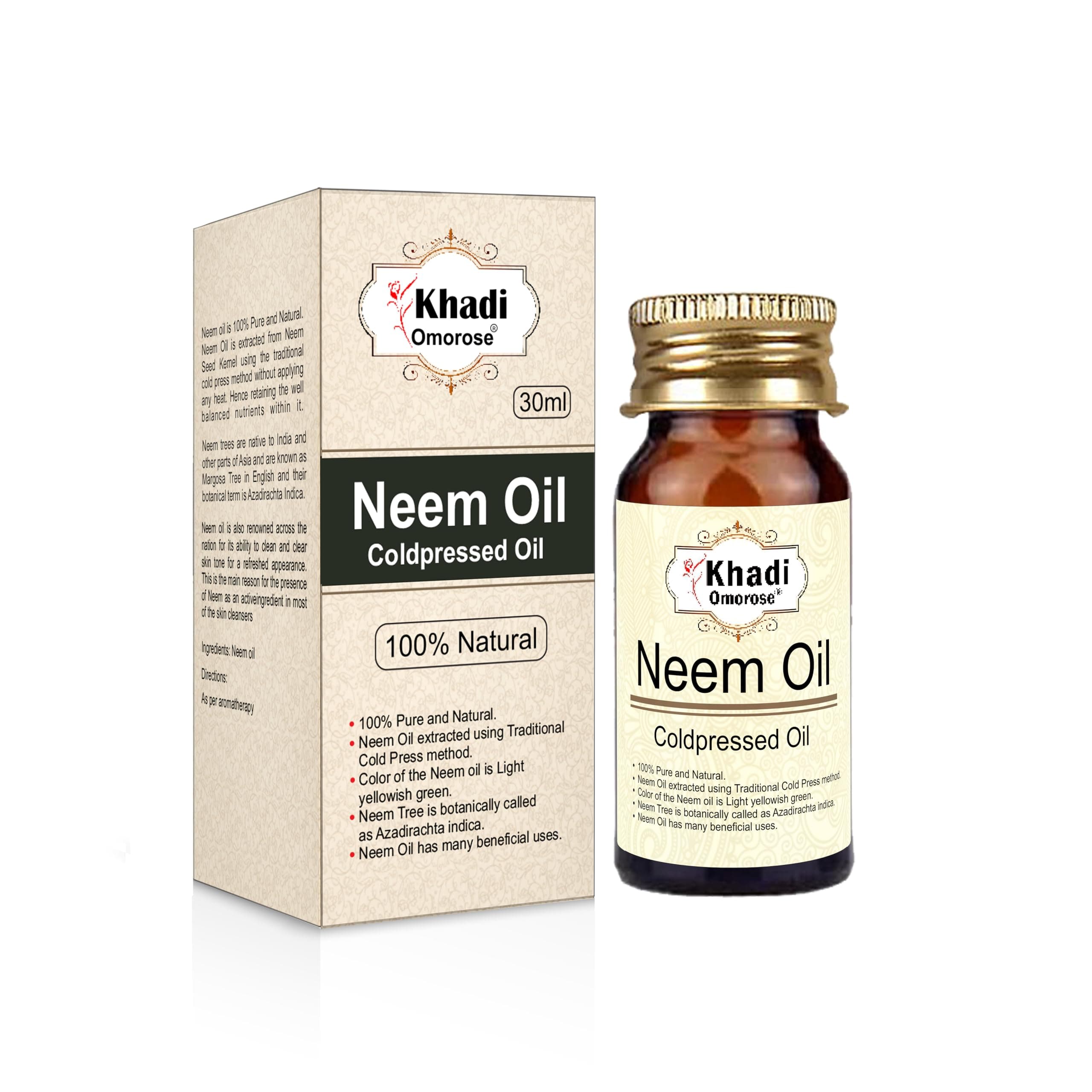 Khadi Omorose Pure Neem Oil Coldpressed Carrier Oil, 30 ml