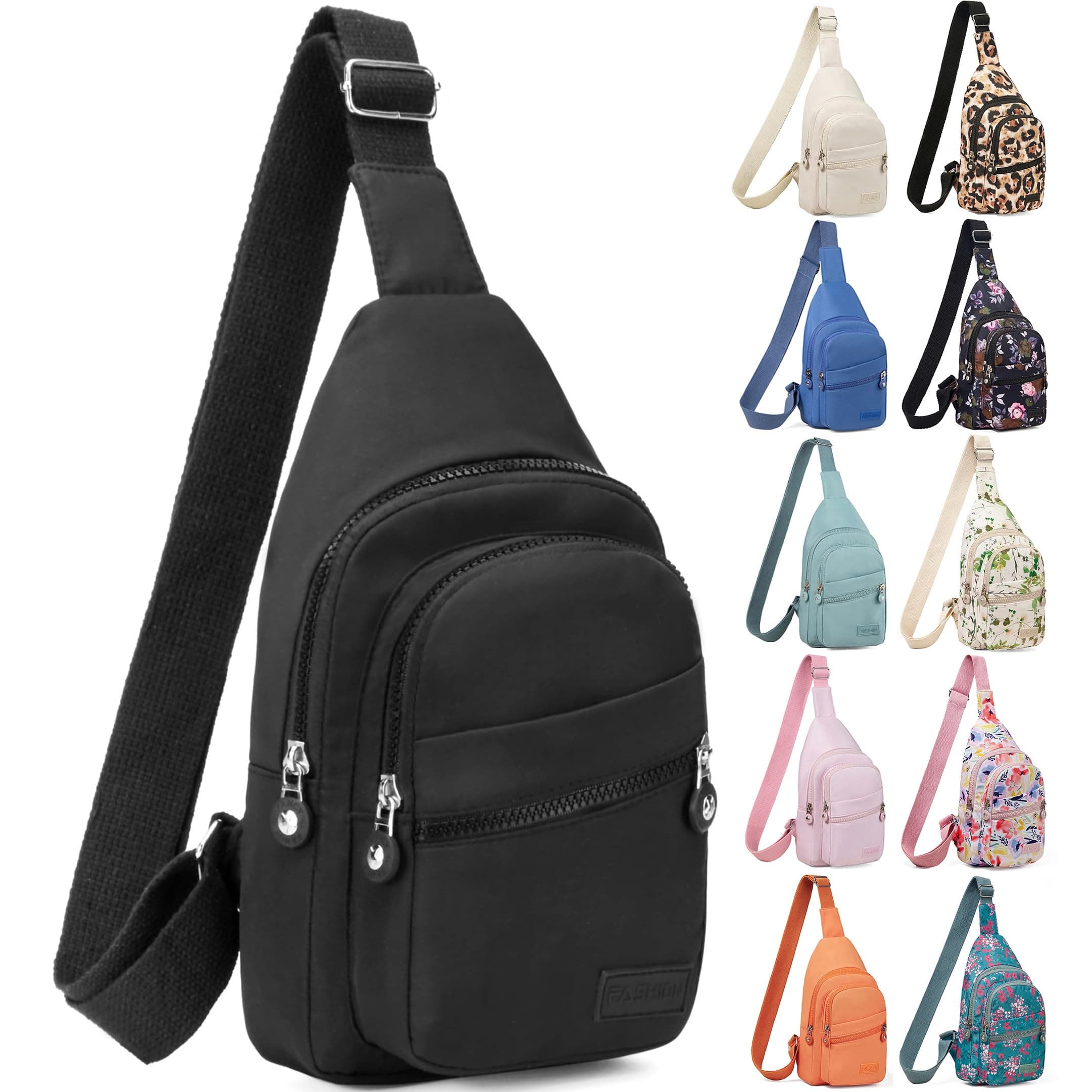 Small Sling Backpack Sling Bag for Women, Chest Bag Crossbody Daypack Sling Backpack Fanny Pack for Outdoors Sports Hiking Running - Black